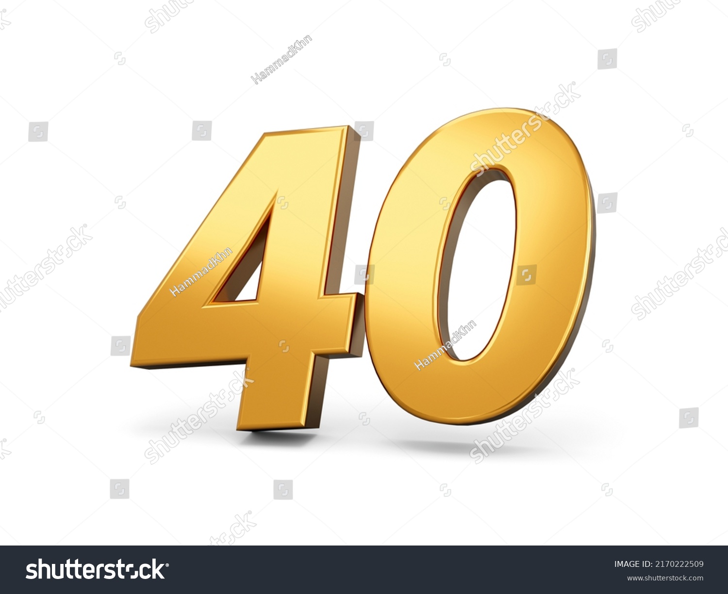 Gold Number 40 Forty Isolated White Stock Illustration 2170222509 ...