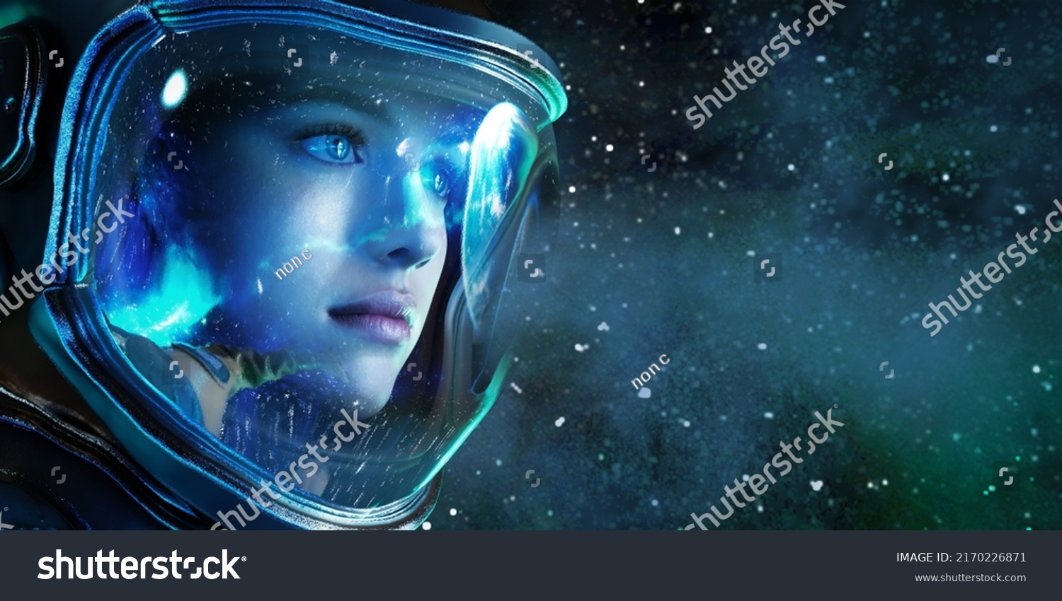 3d Illustration Female Astronaut Space 3d Stock Illustration 2170226871 ...