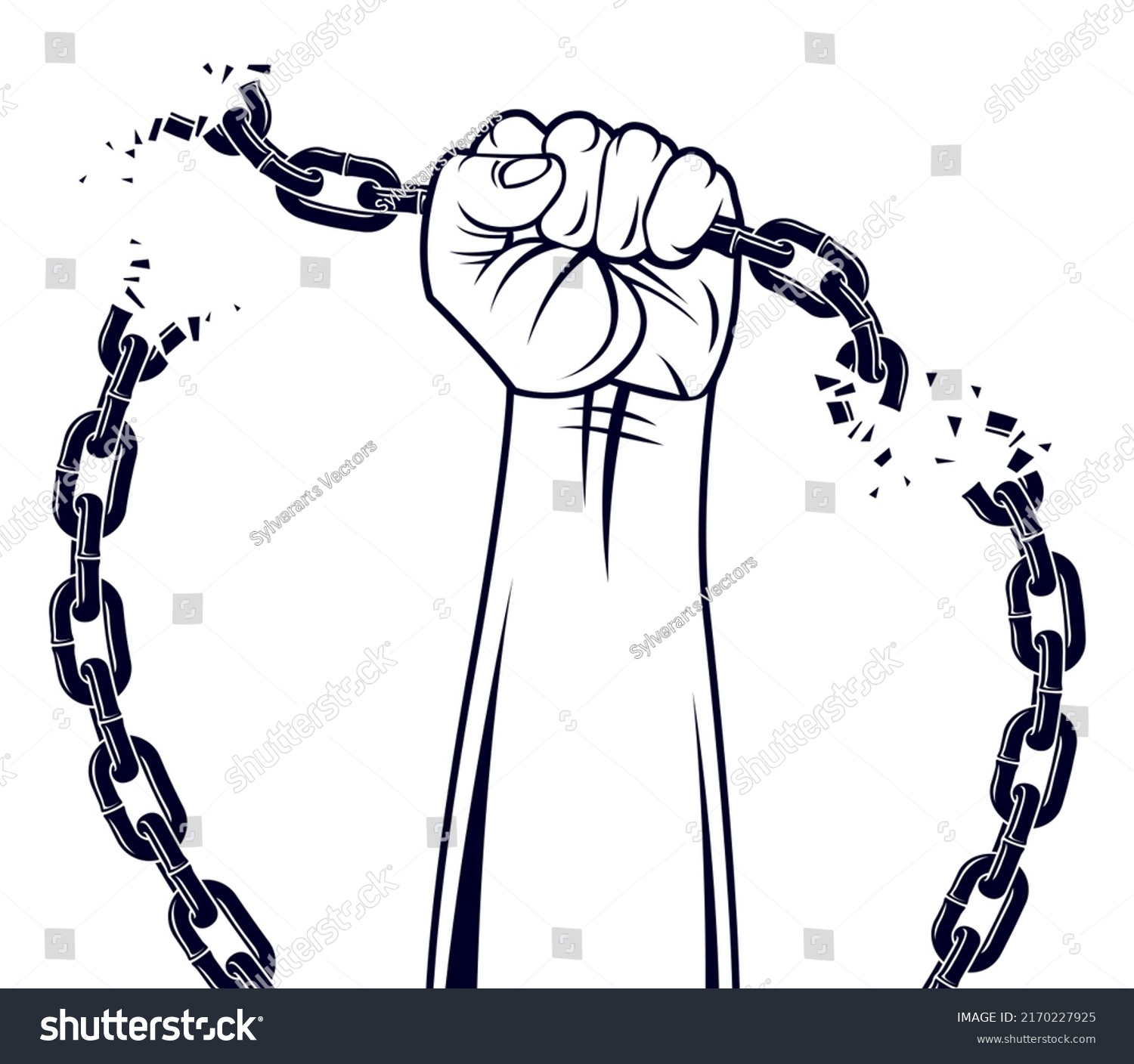 Slavery Theme Illustration Strong Hand Clenched Stock Vector (Royalty ...