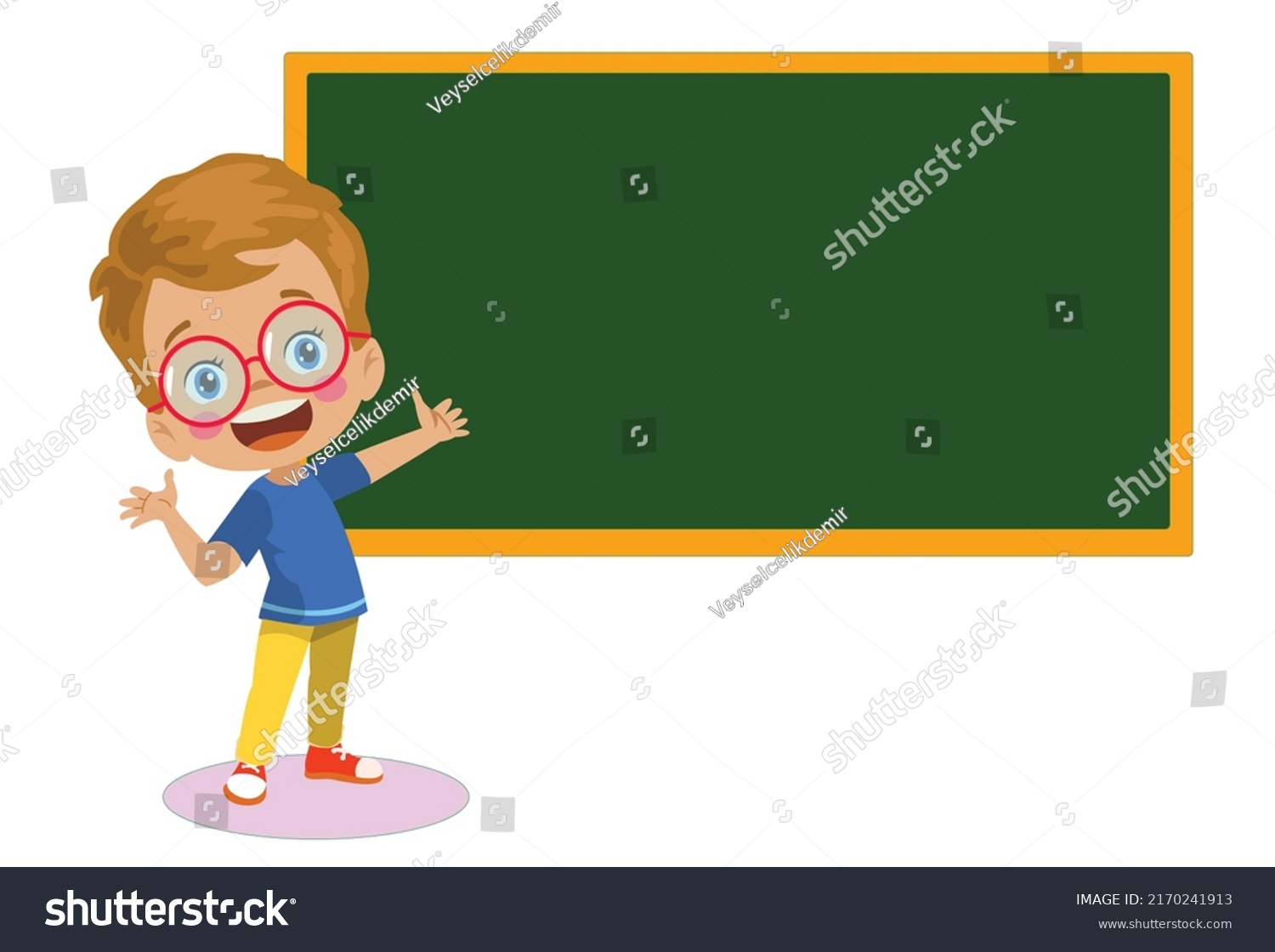 Cute Boy School Classroom Blackboard Stock Vector (Royalty Free ...