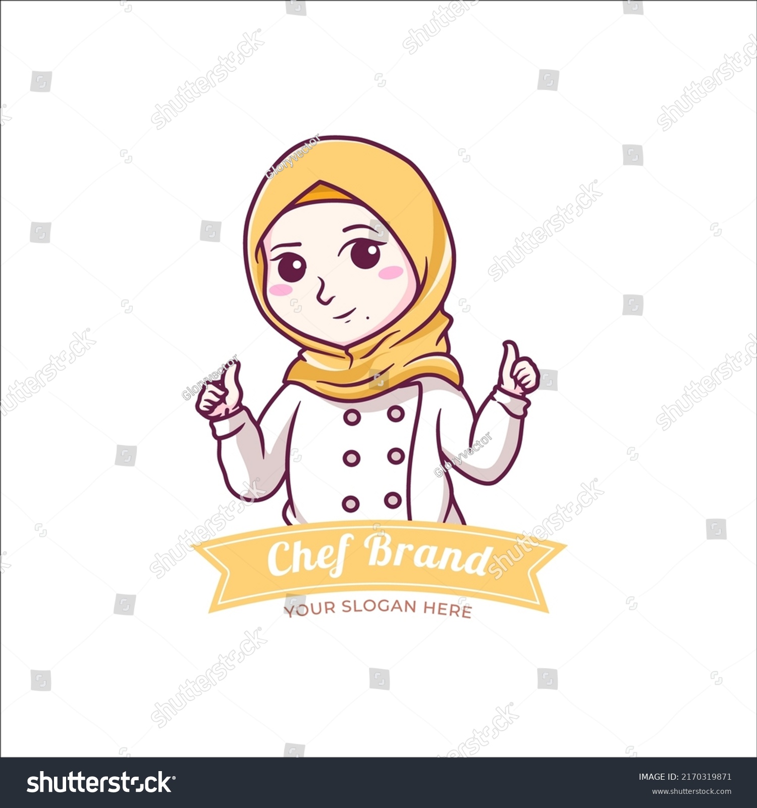 Cute Kawaii Muslim Female Chef Wearing Stock Vector (Royalty Free ...