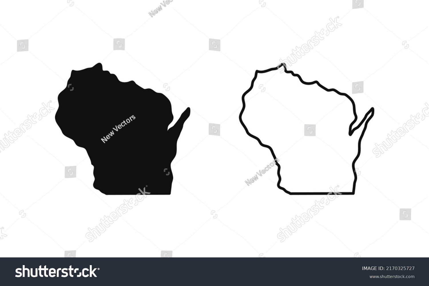 Wisconsin Outline State Usa Map Black Stock Vector Royalty Free   Stock Vector Wisconsin Outline State Of Usa Map In Black And White Color Options Vector Illustration 2170325727 