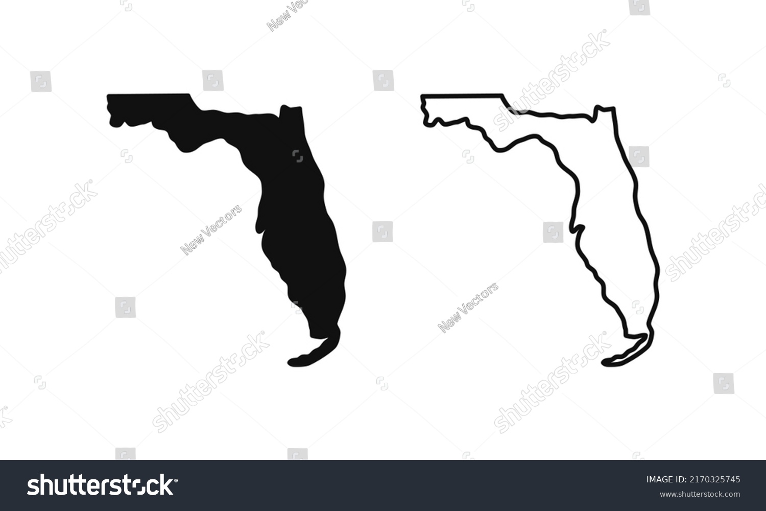 Florida Outline State Usa Map Black Stock Vector (Royalty Free