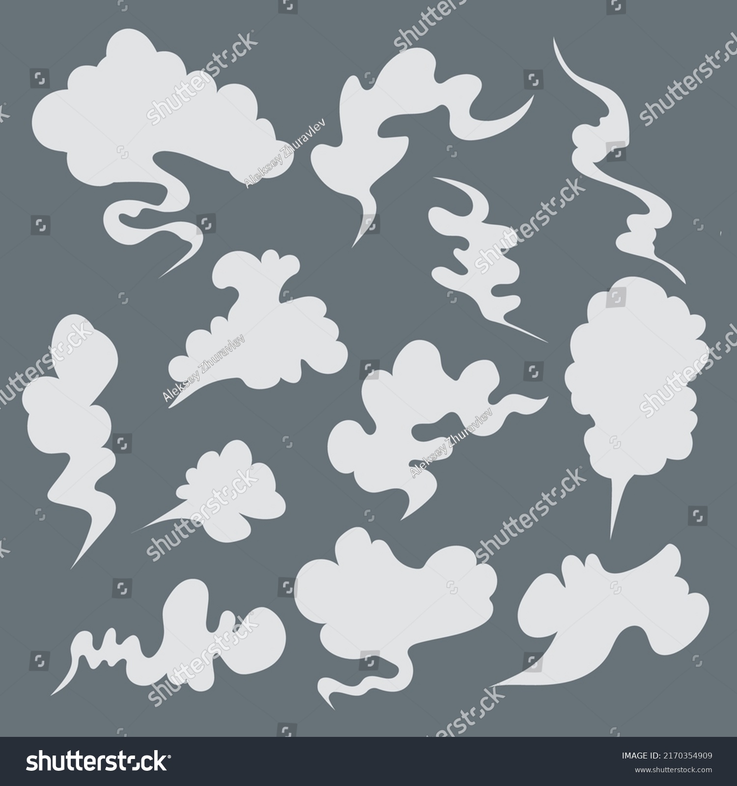 Steam Clouds Set Cartoon White Smoke Stock Vector (Royalty Free ...