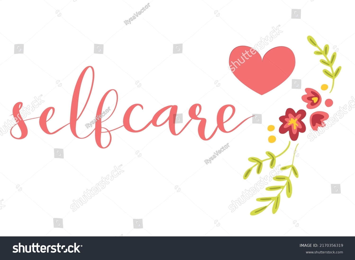 Self Care Hand Drawn Lettering Design Stock Vector (Royalty Free ...