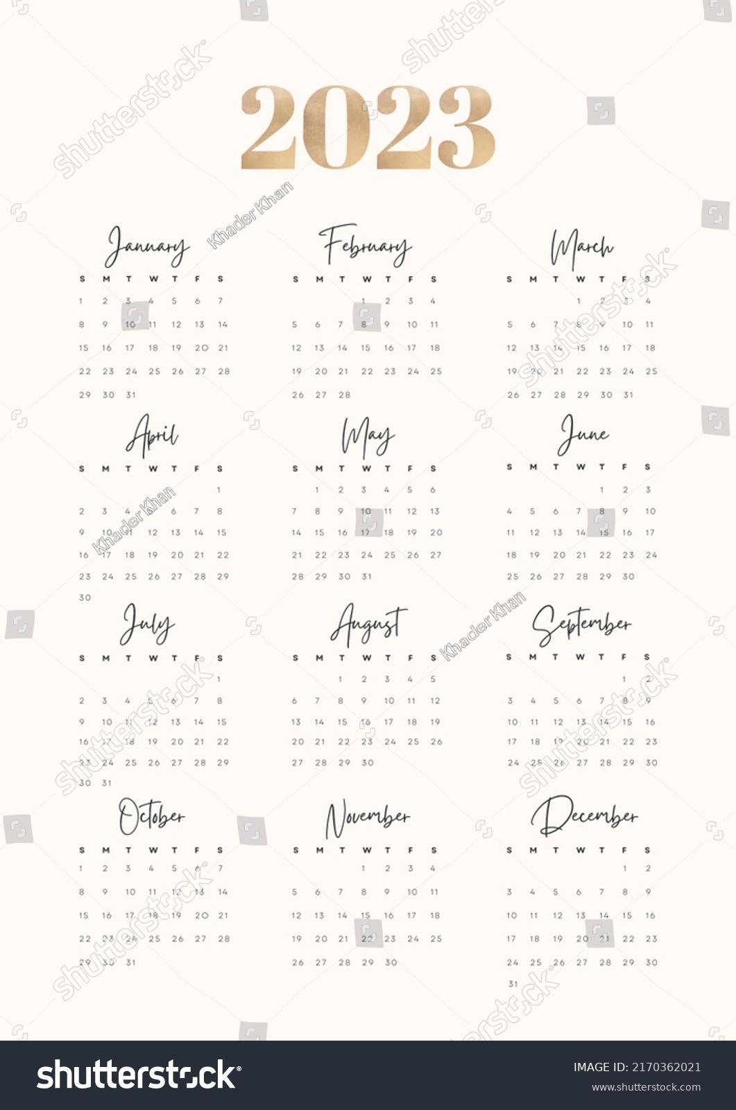 Free Modern Simple Aesthetic Monthly Calendar Stock Illustration ...