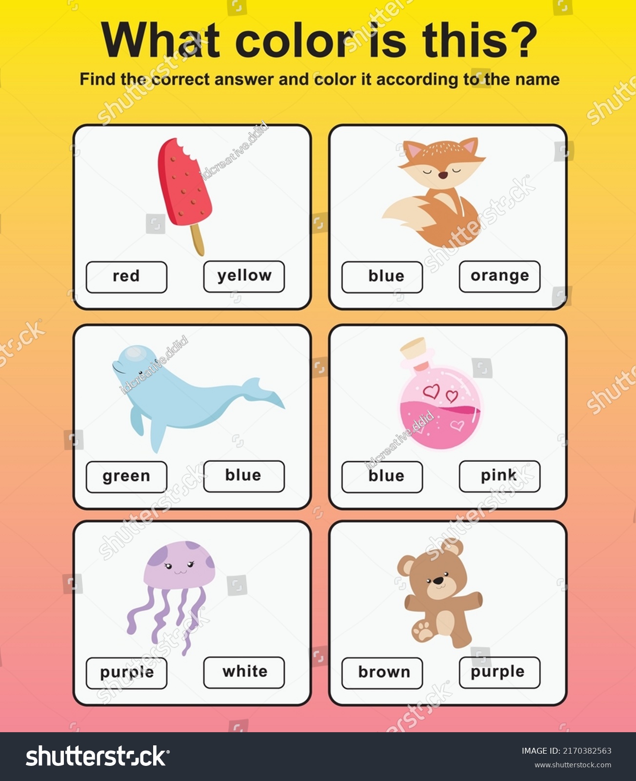 What Color This Worksheet Preschool Education Stock Vector (Royalty ...