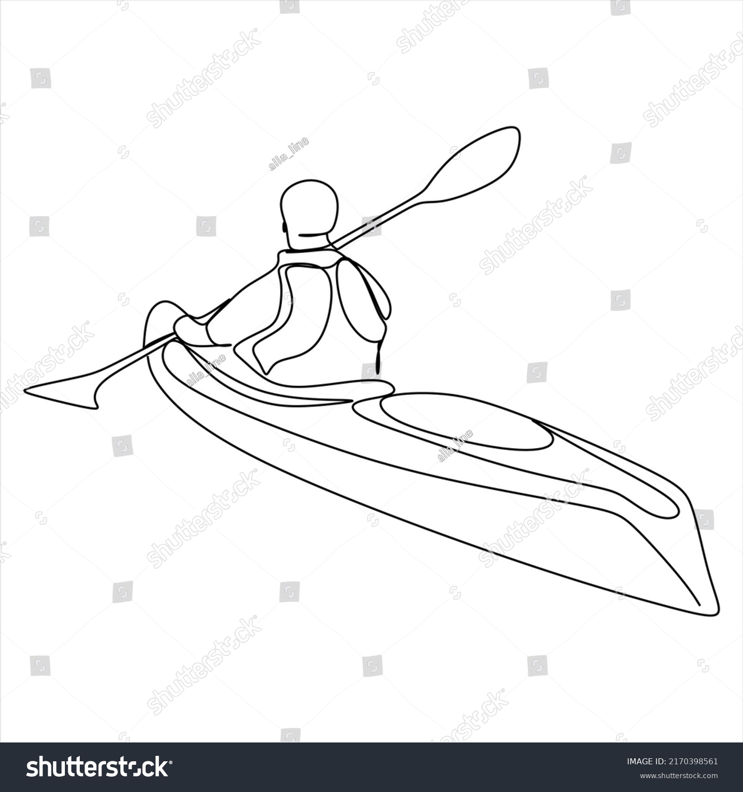 Canoeist Line Drawing Vector Illustration Design Stock Vector (Royalty ...