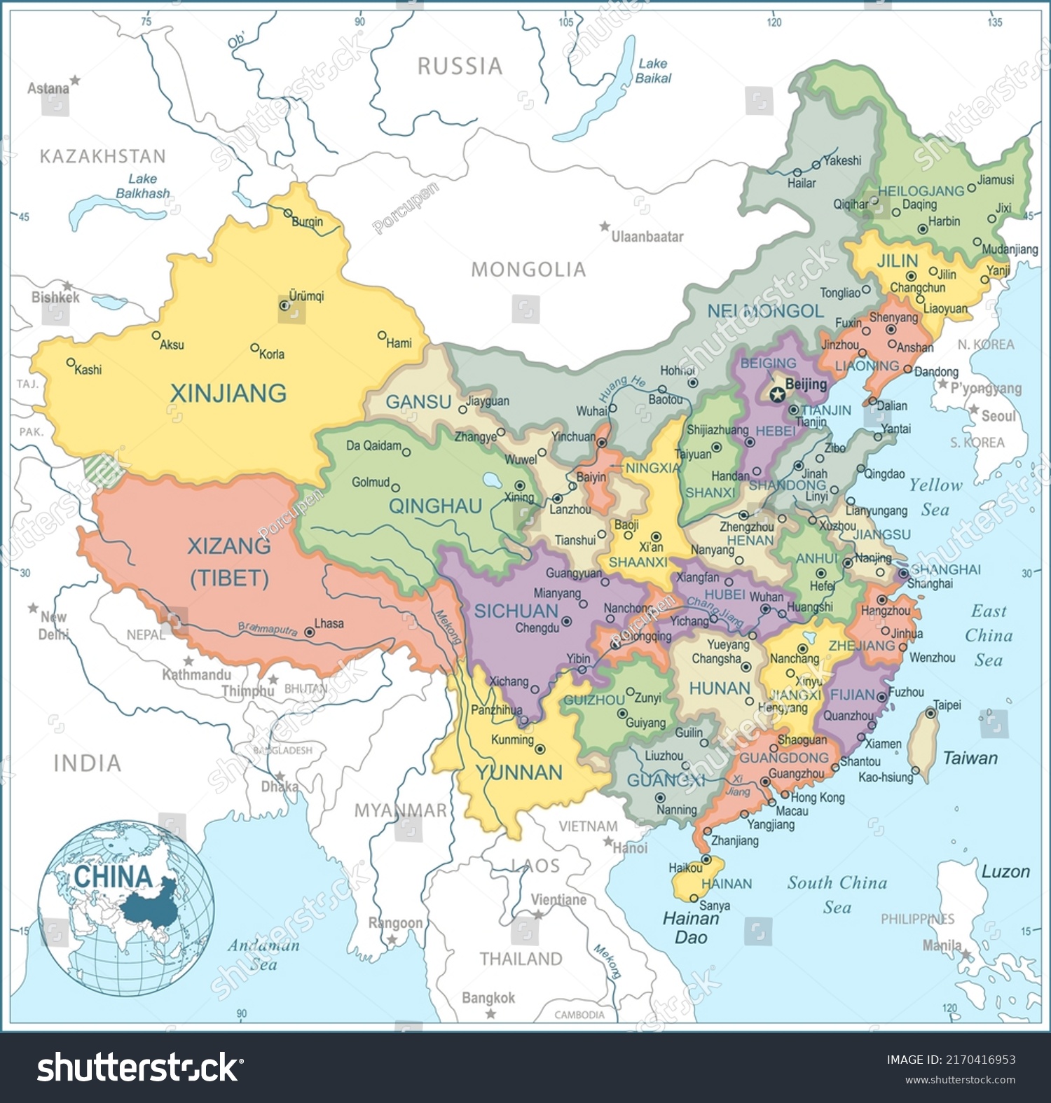 Map China Highly Detailed Vector Illustration Stock Vector (Royalty ...