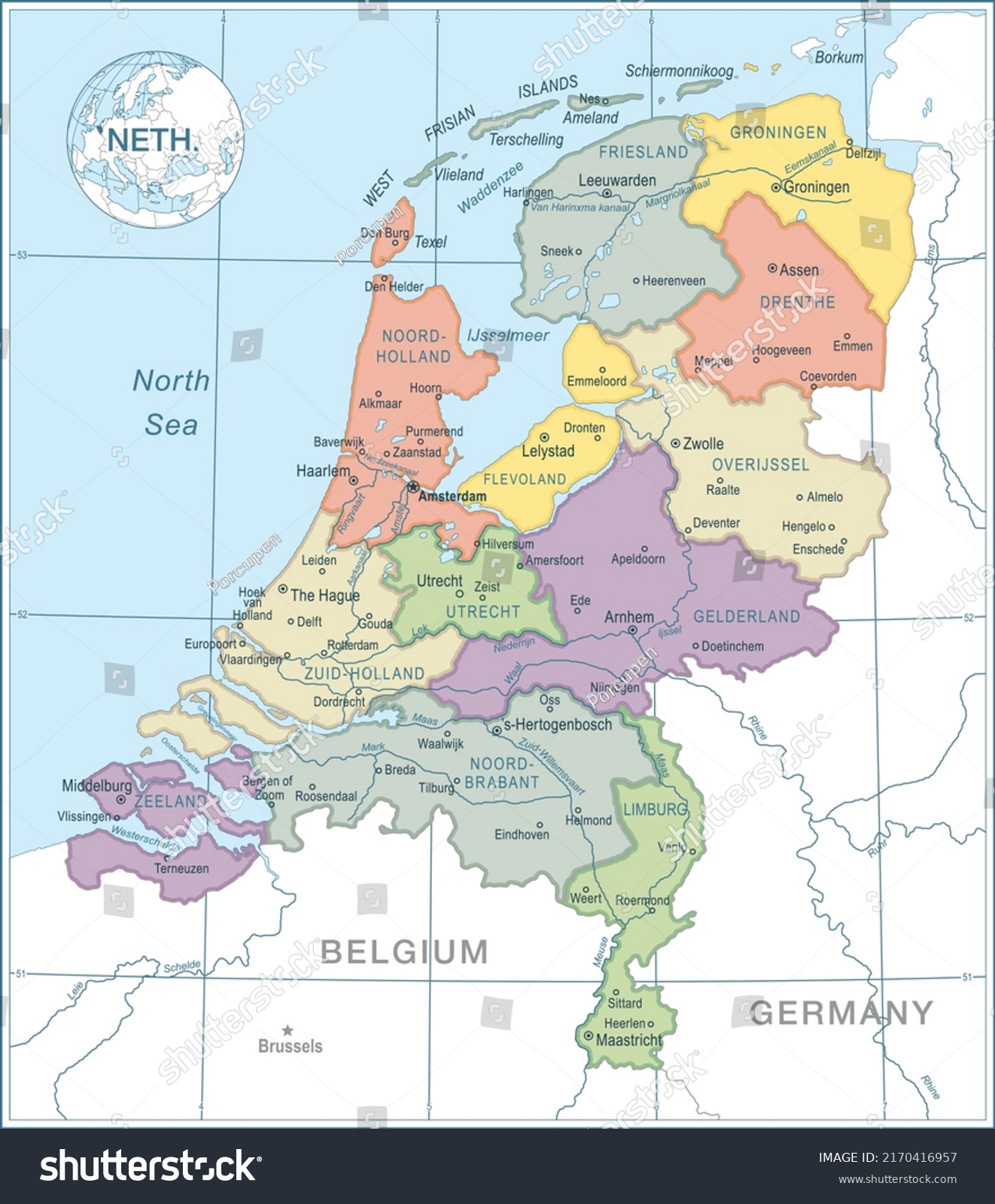 Map Netherlands Highly Detailed Vector Illustration Stock Vector ...