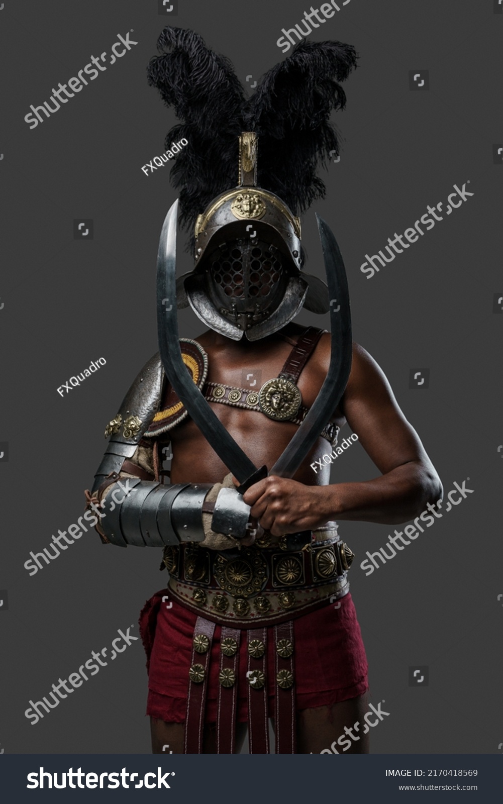 Shot Muscular Black Gladiator Naked Torso Stock Photo Shutterstock