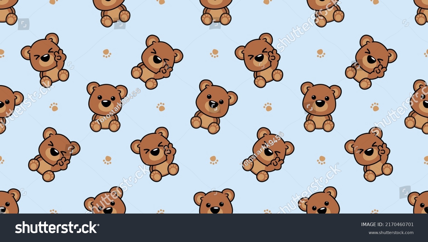 Cute Brown Bear Cartoon Seamless Pattern Stock Vector (Royalty Free ...