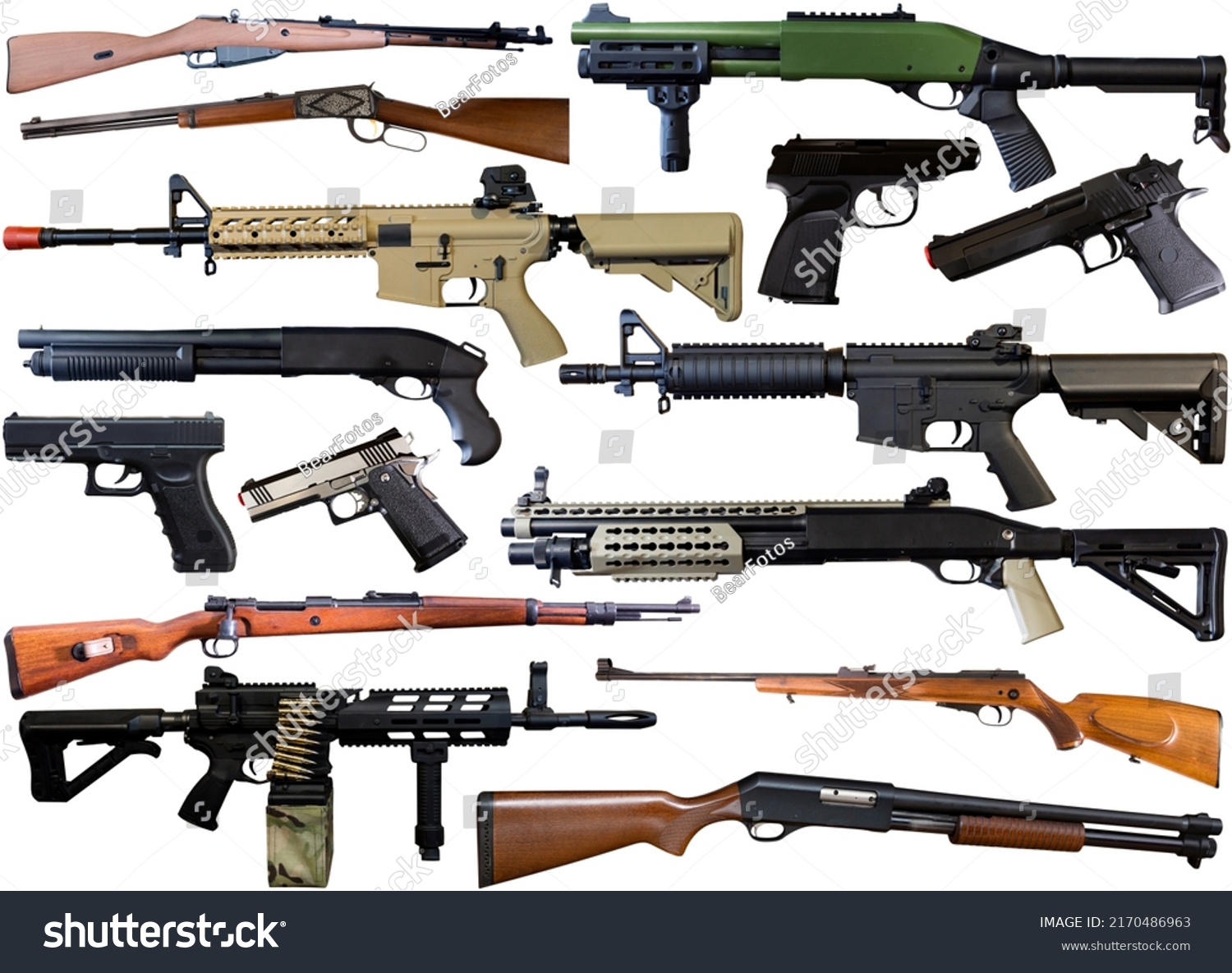 Set Various Weapons On White Background Stock Photo 2170486963 ...