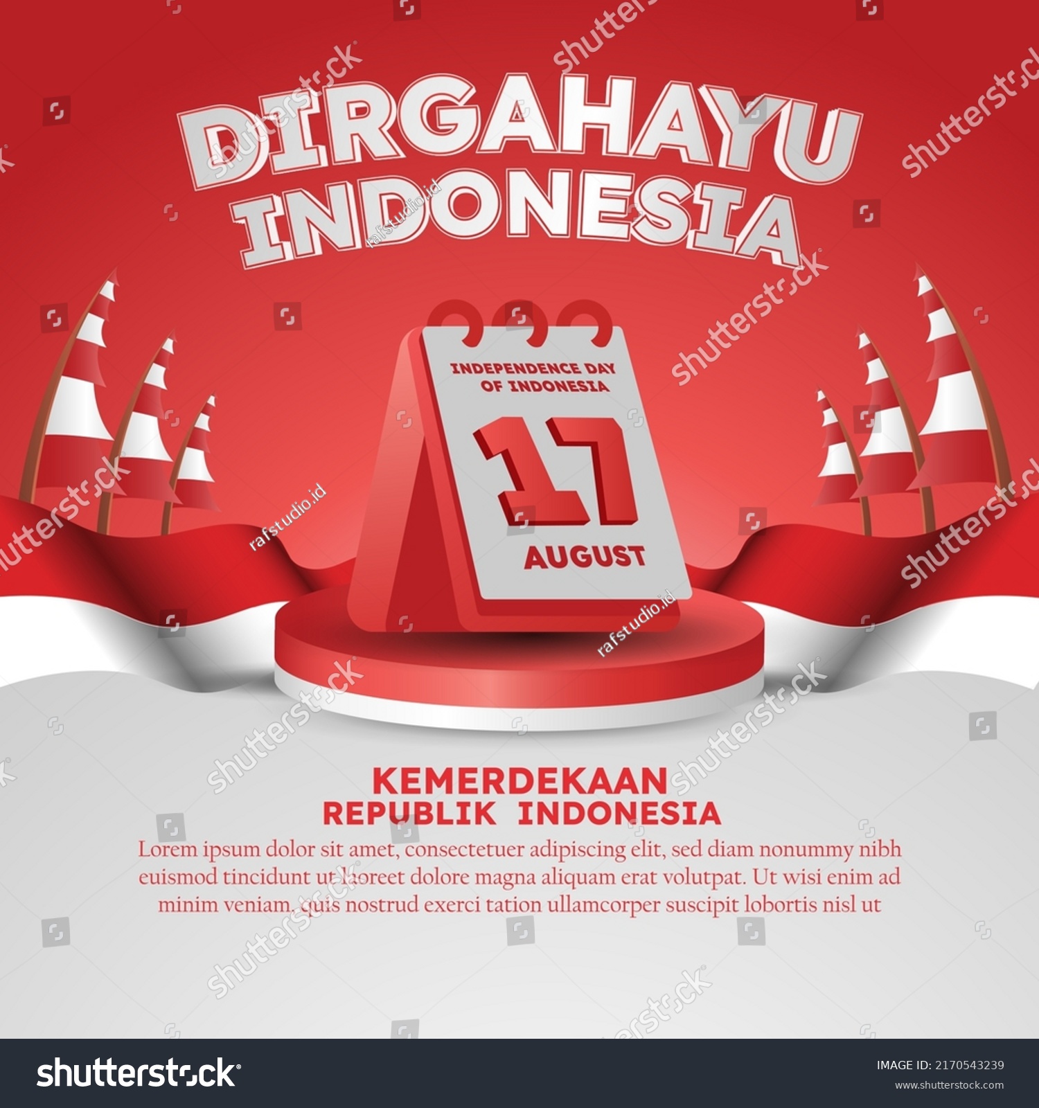 Hari Kemerdekaan Indonesia Means Indonesian Independence Stock Vector Royalty Free 2170543239 9633