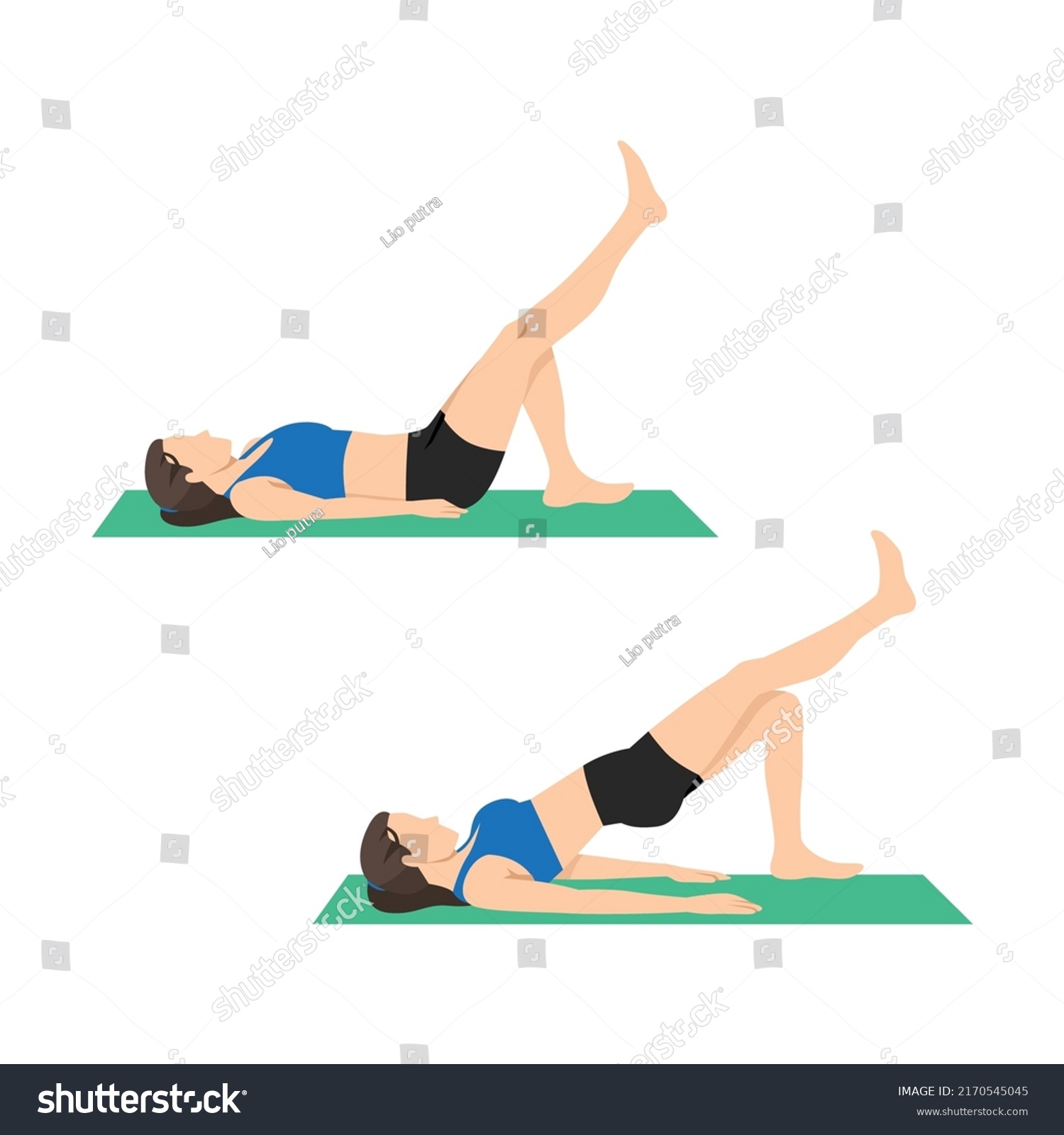 Woman Doing Single Leg Glute Bridge Stock Vector (Royalty Free ...