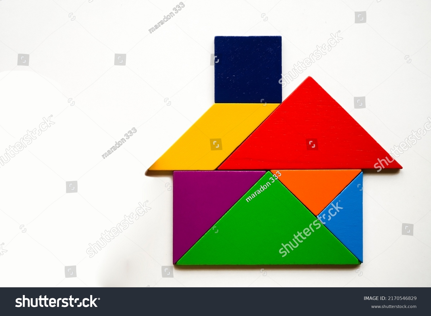 Model House Made Wooden Tangram Puzzle Stock Photo 2170546829 ...