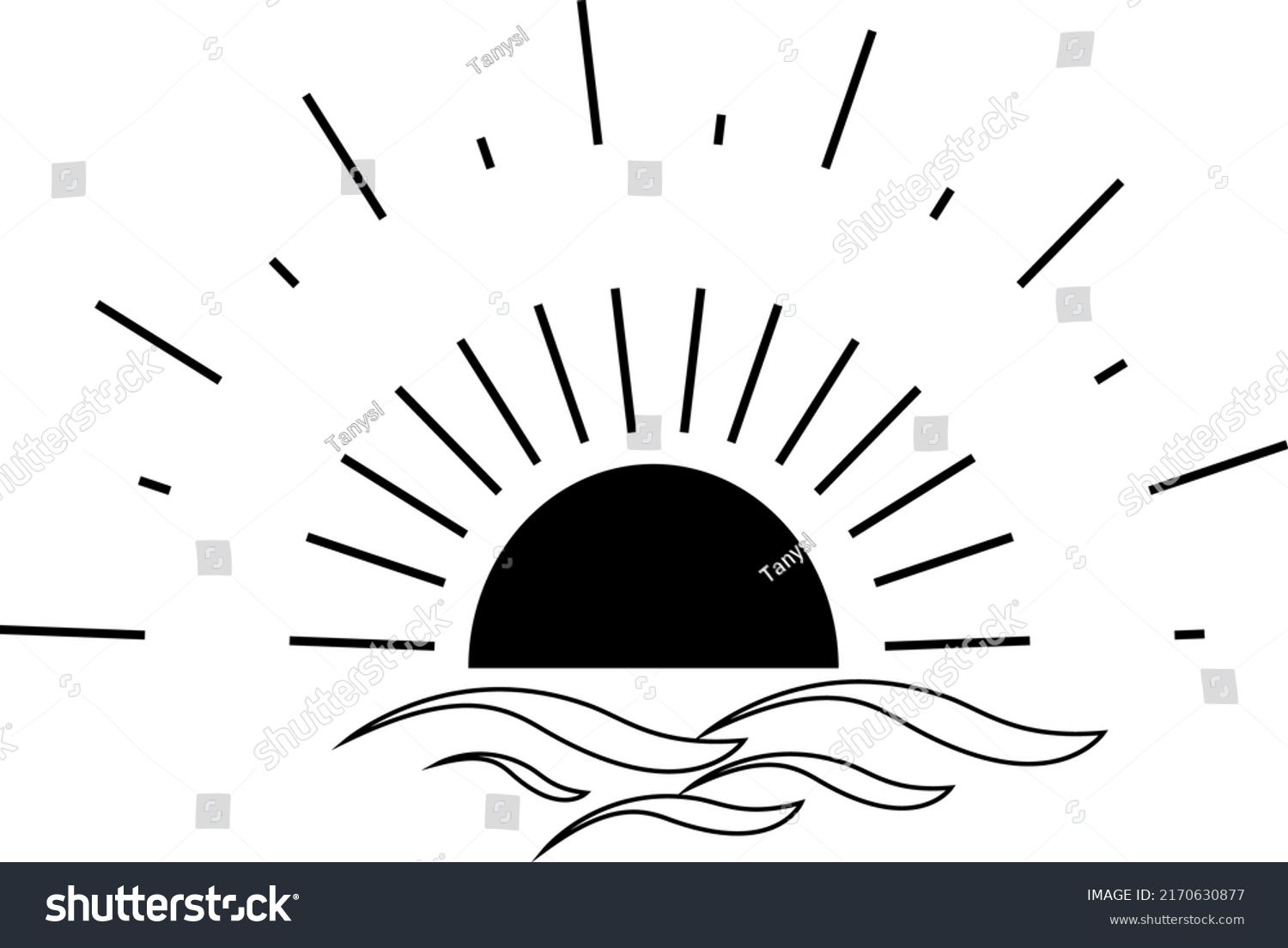 Boho Sunrise Logo Sun Line Art Stock Vector (Royalty Free) 2170630877 ...