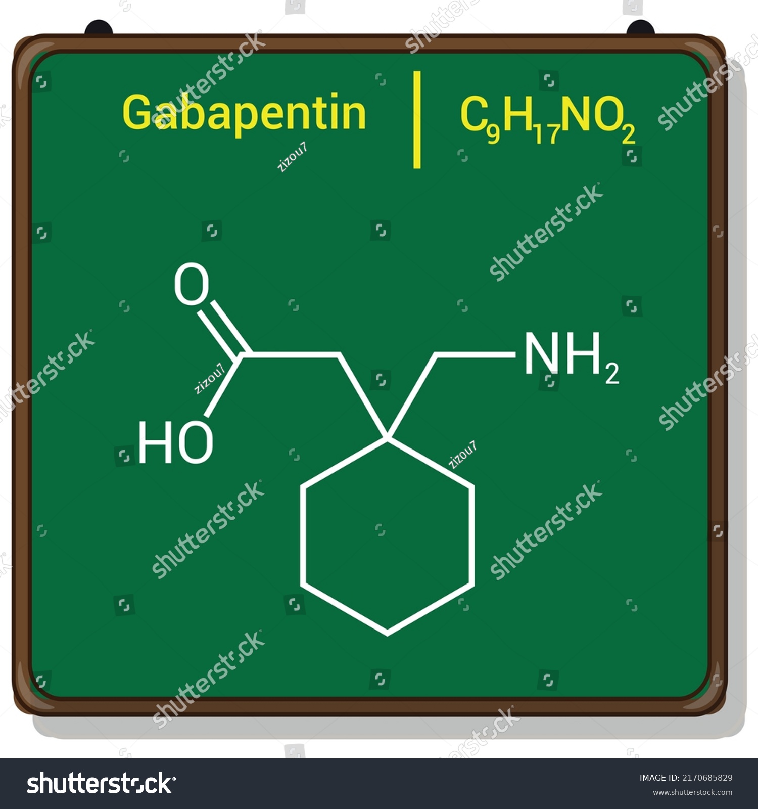 Chemical Structure Gabapentin C9h17no2 Stock Vector (Royalty Free ...