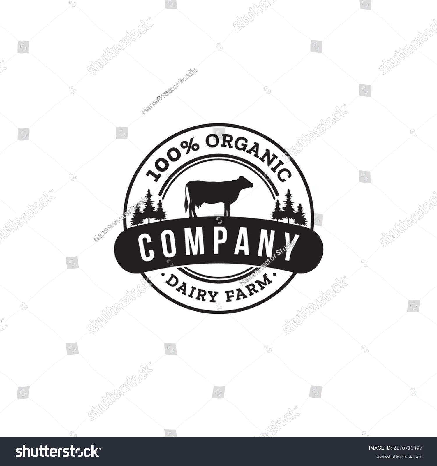 100 Percent Organic Dairy Farm Logo Stock Vector (Royalty Free