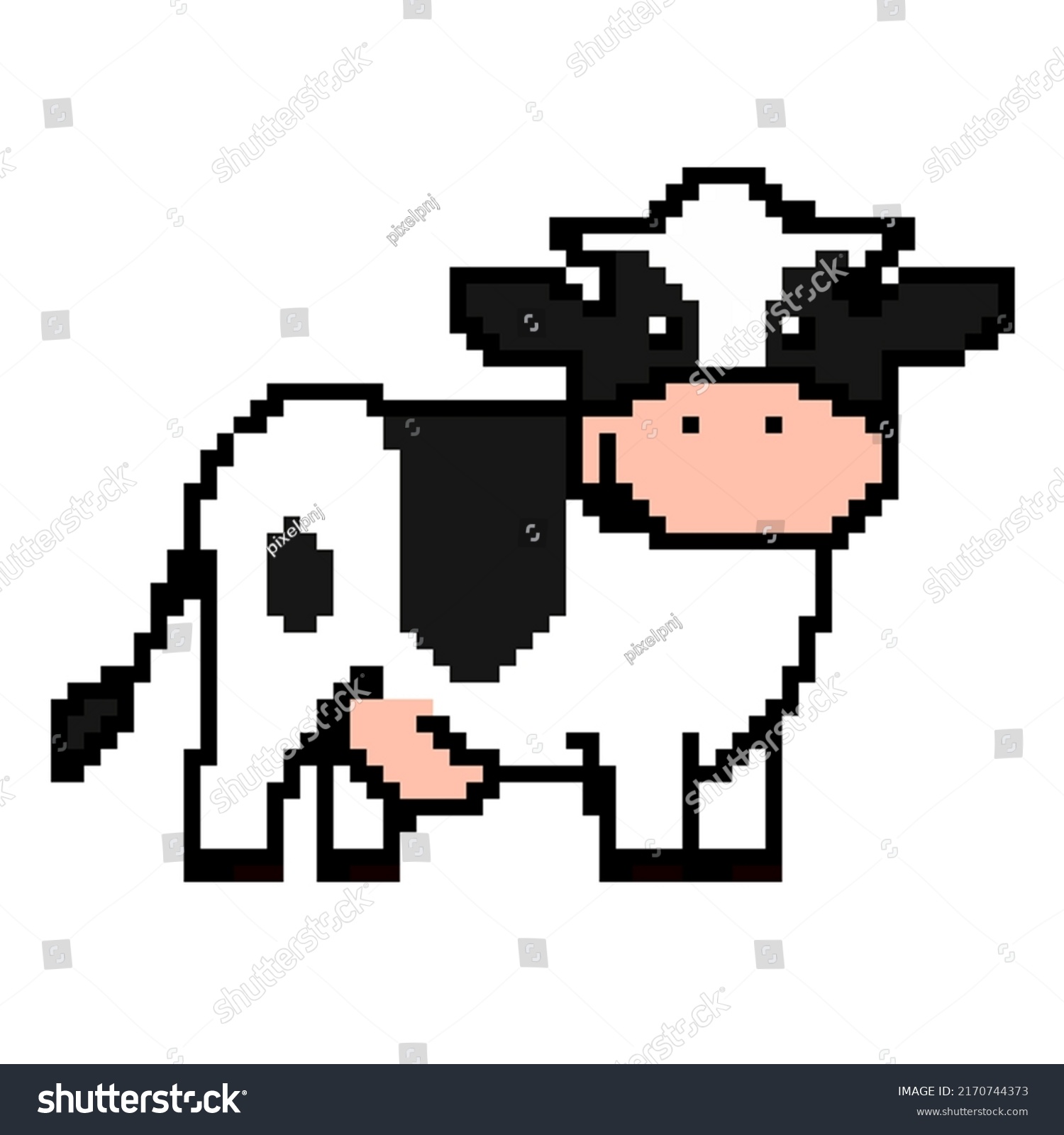 Cow Pixel Style 64 Pixel Stock Vector (Royalty Free) 2170744373 ...