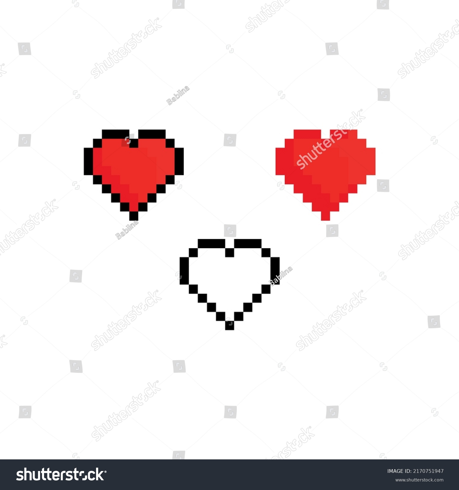 Hearts Vector Icon Pixel Art 8 Stock Vector (Royalty Free) 2170751947 ...