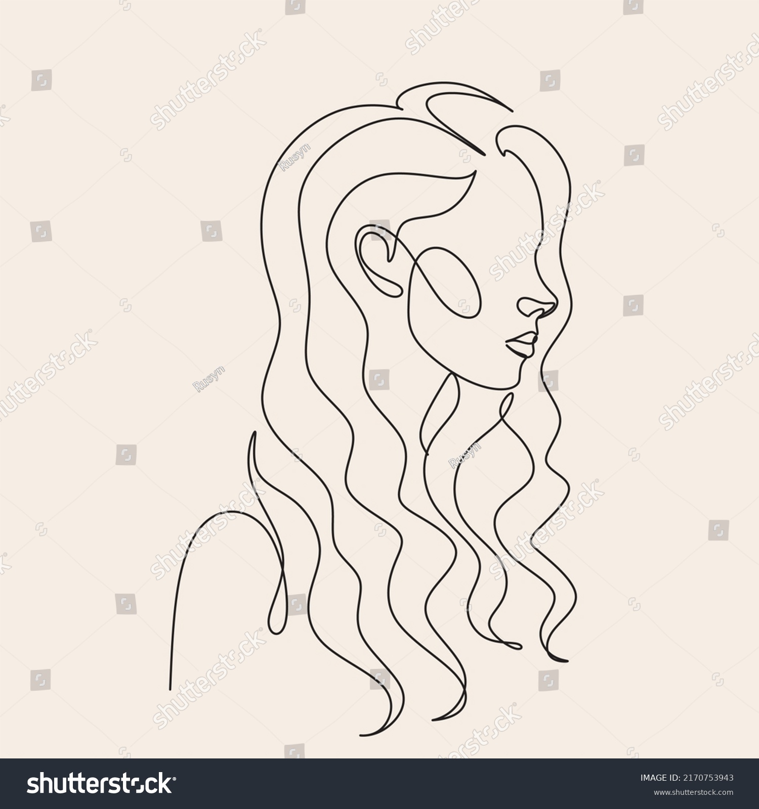 Woman Head Vector Lineart Illustration One Stock Vector Royalty Free 2170753943 Shutterstock 6890