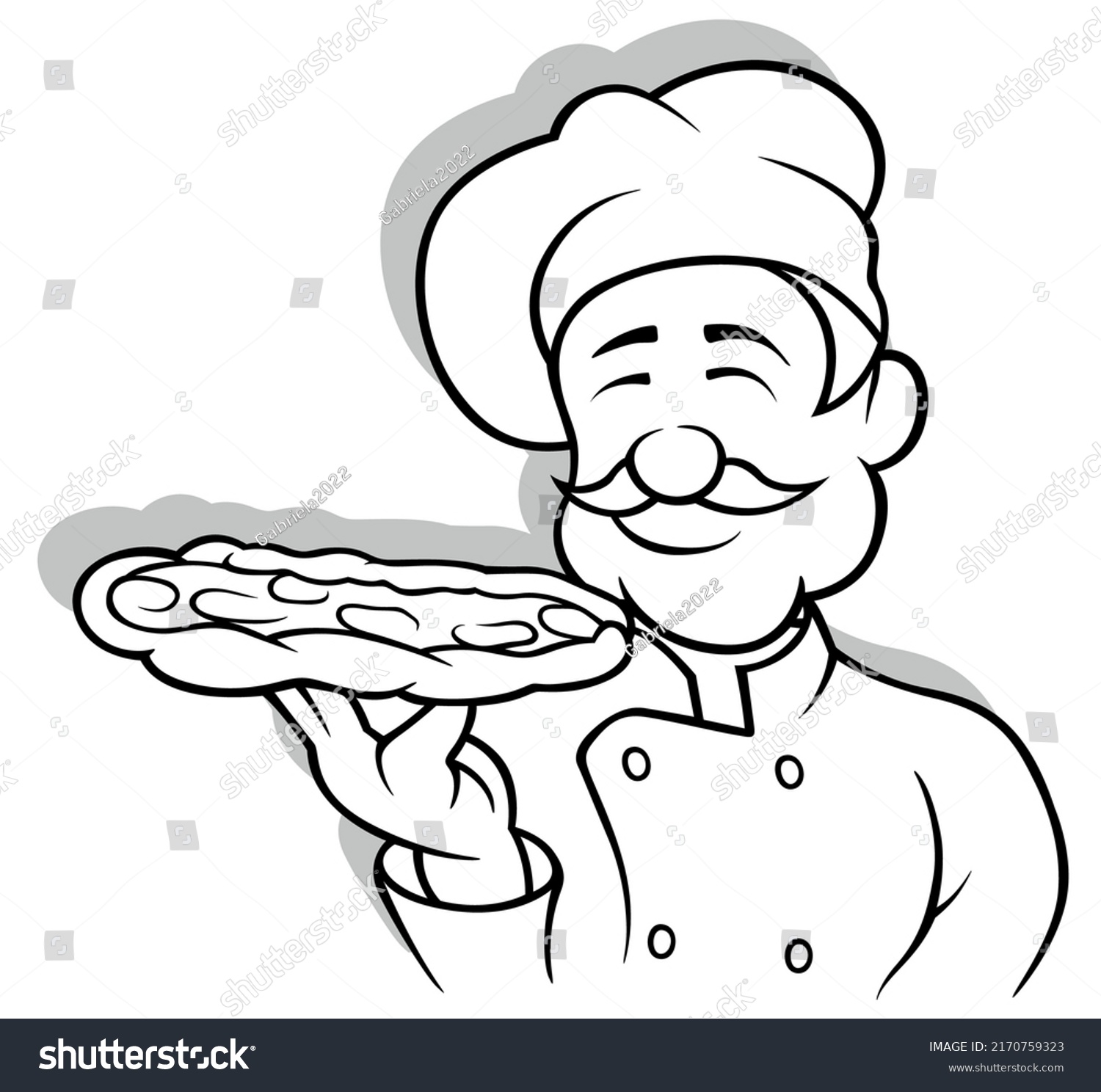 Drawing Chef Holding Pizza Cartoon Illustration Stock Vector (Royalty ...