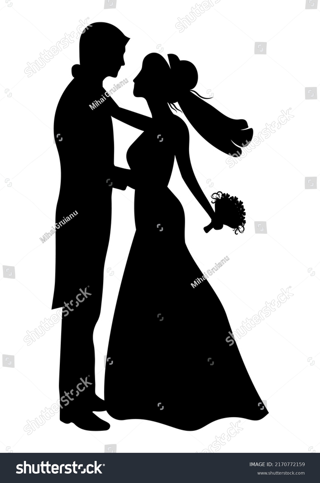 Black White Bride Groom Clipart Vector Stock Vector (Royalty Free ...