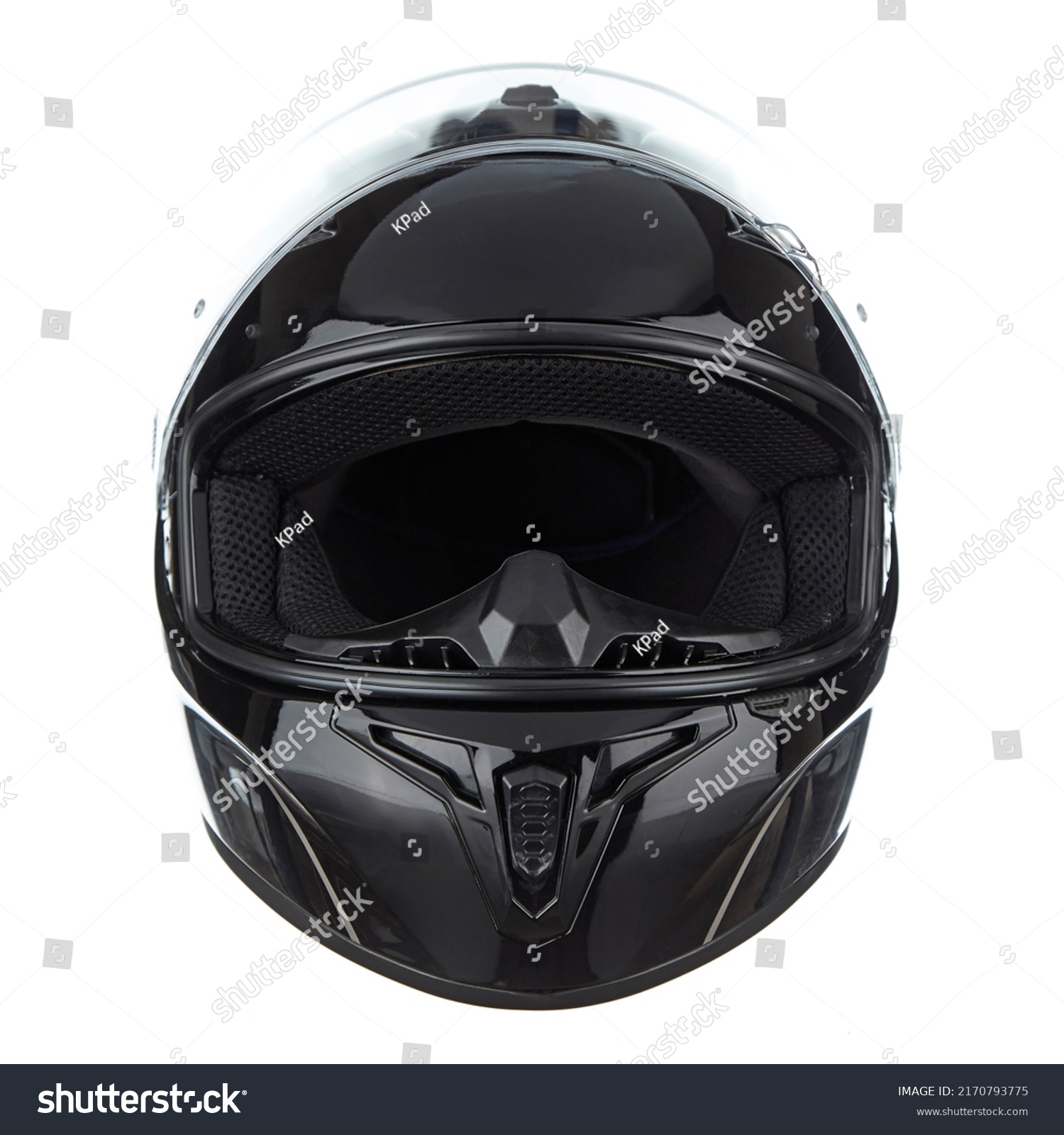 Modern Motorcycle Helmet Made Black Glossy Stock Photo 2170793775 ...