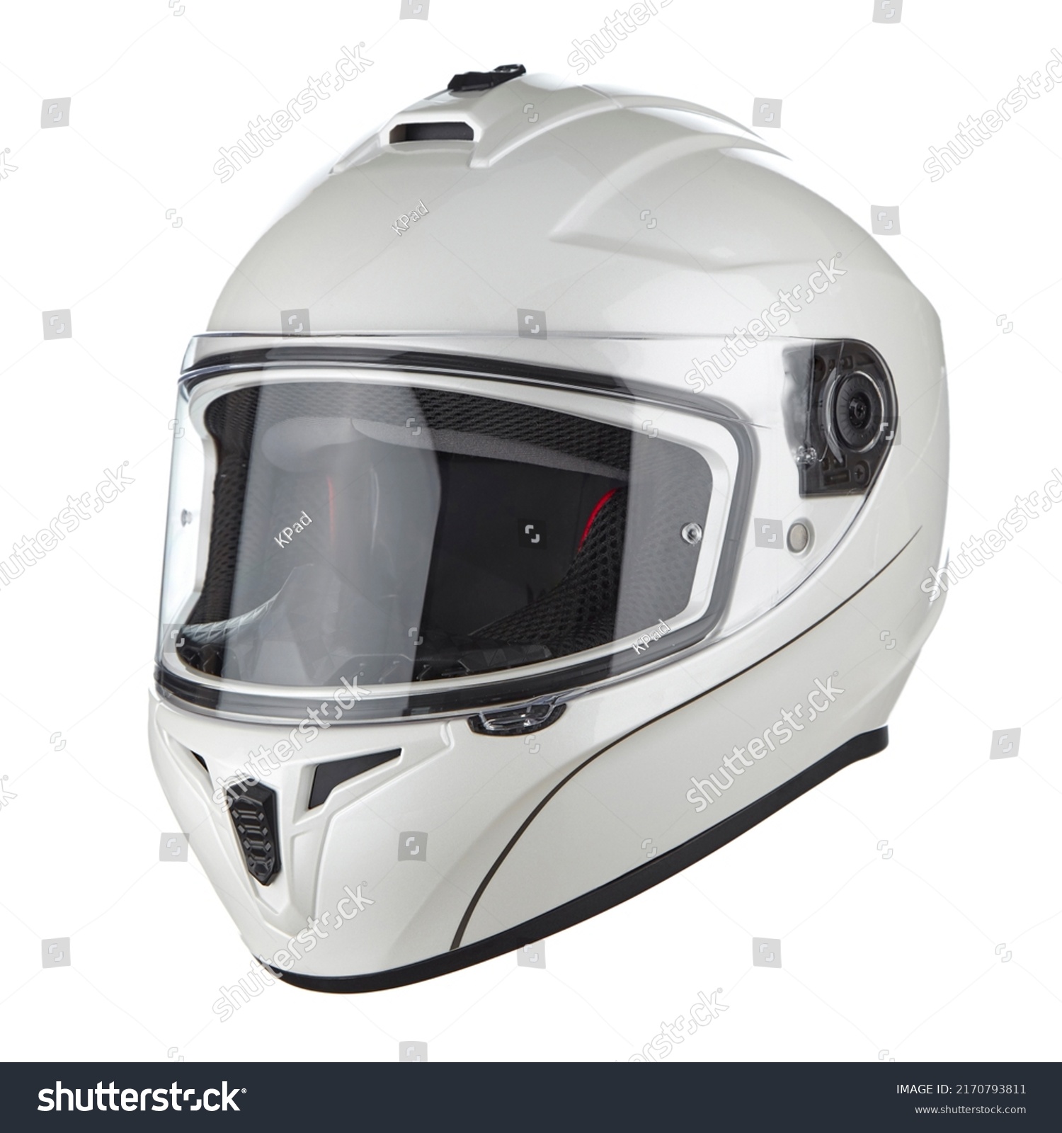 Modern Motorcycle Helmet Made White Glossy Stock Photo 2170793811 ...