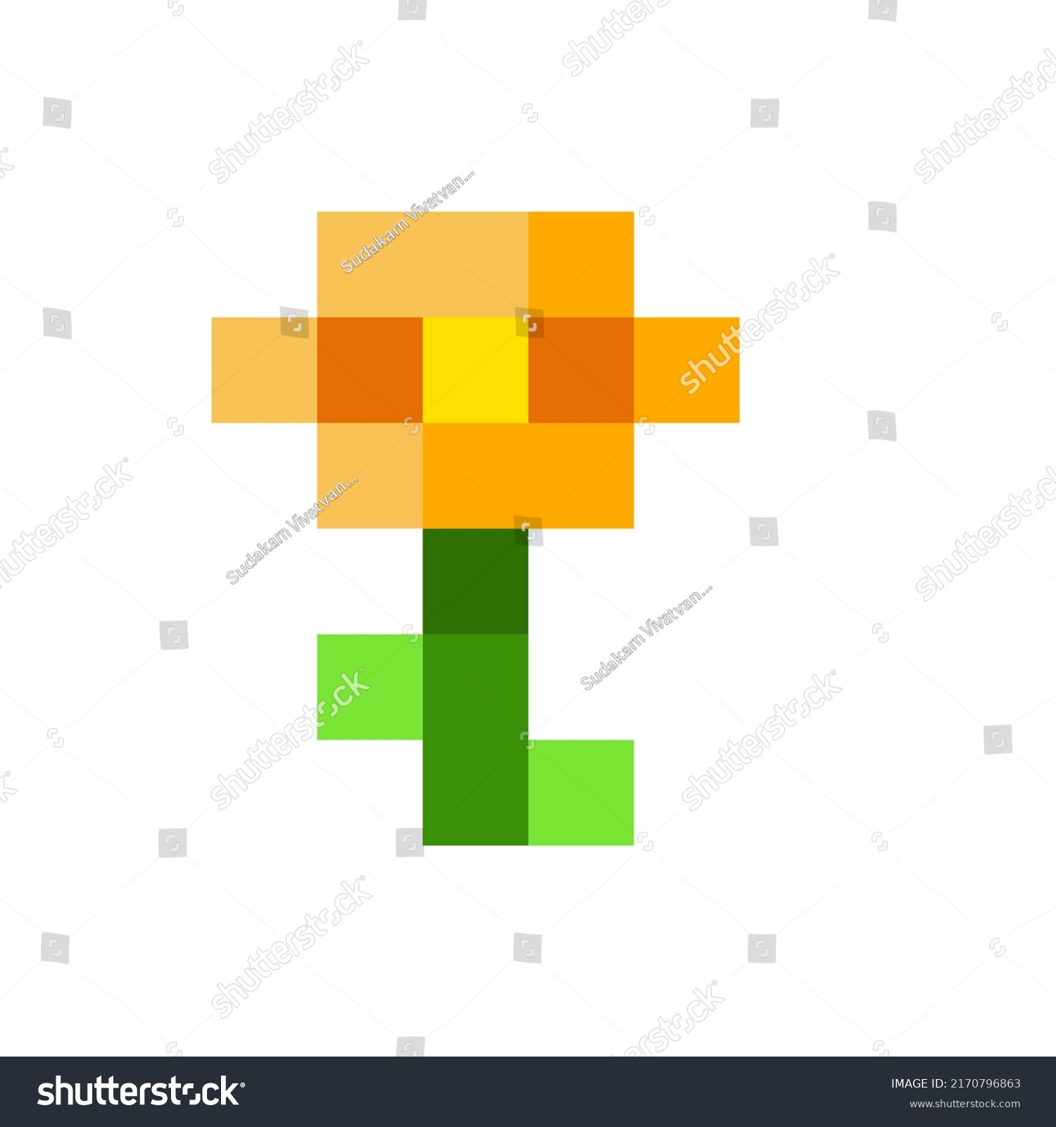 Yellow Flower Pixel Art Icon Vector Stock Vector (Royalty Free ...