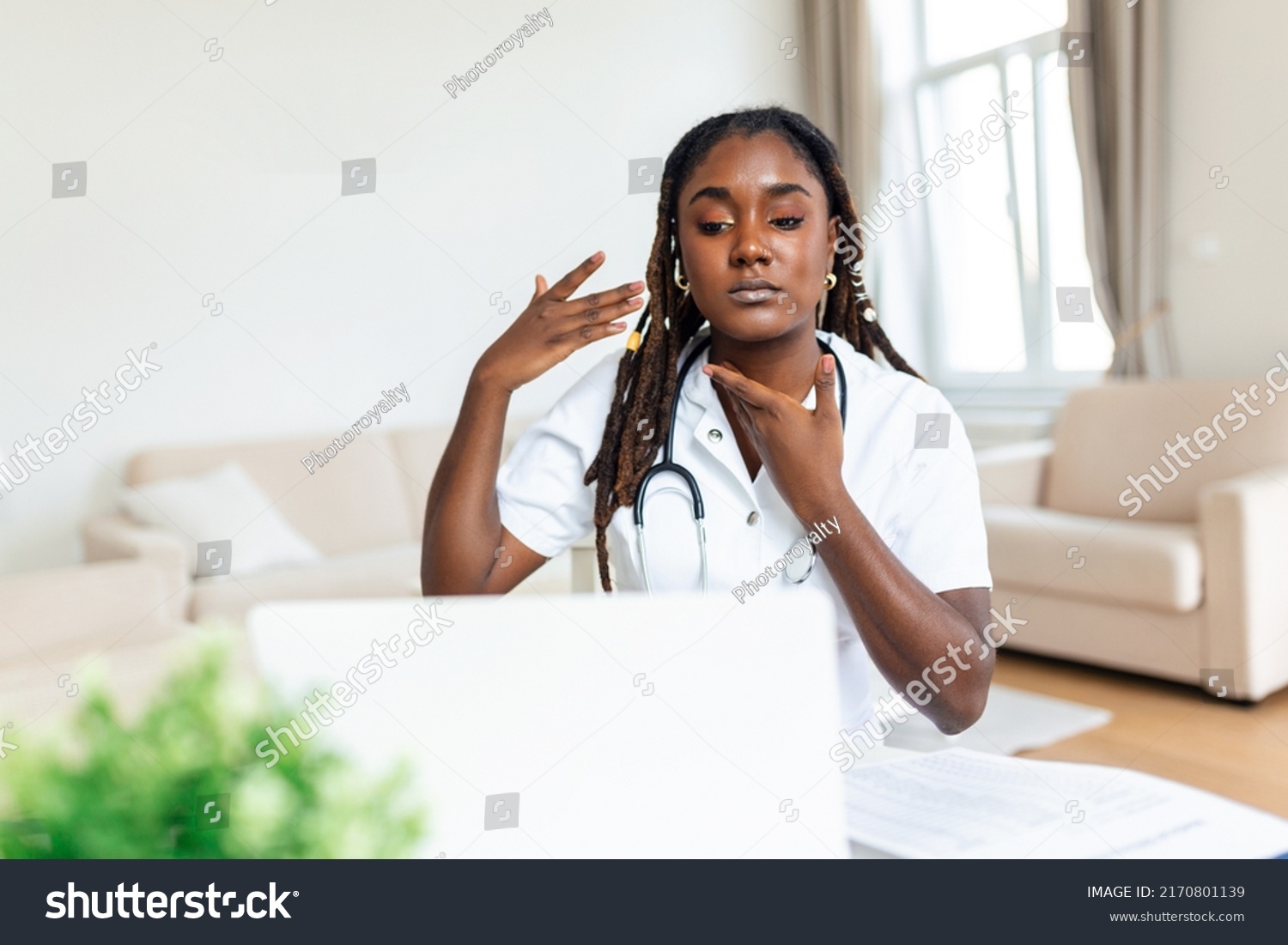 Attractive Female Doctor Talking While Explaining Stock Photo ...