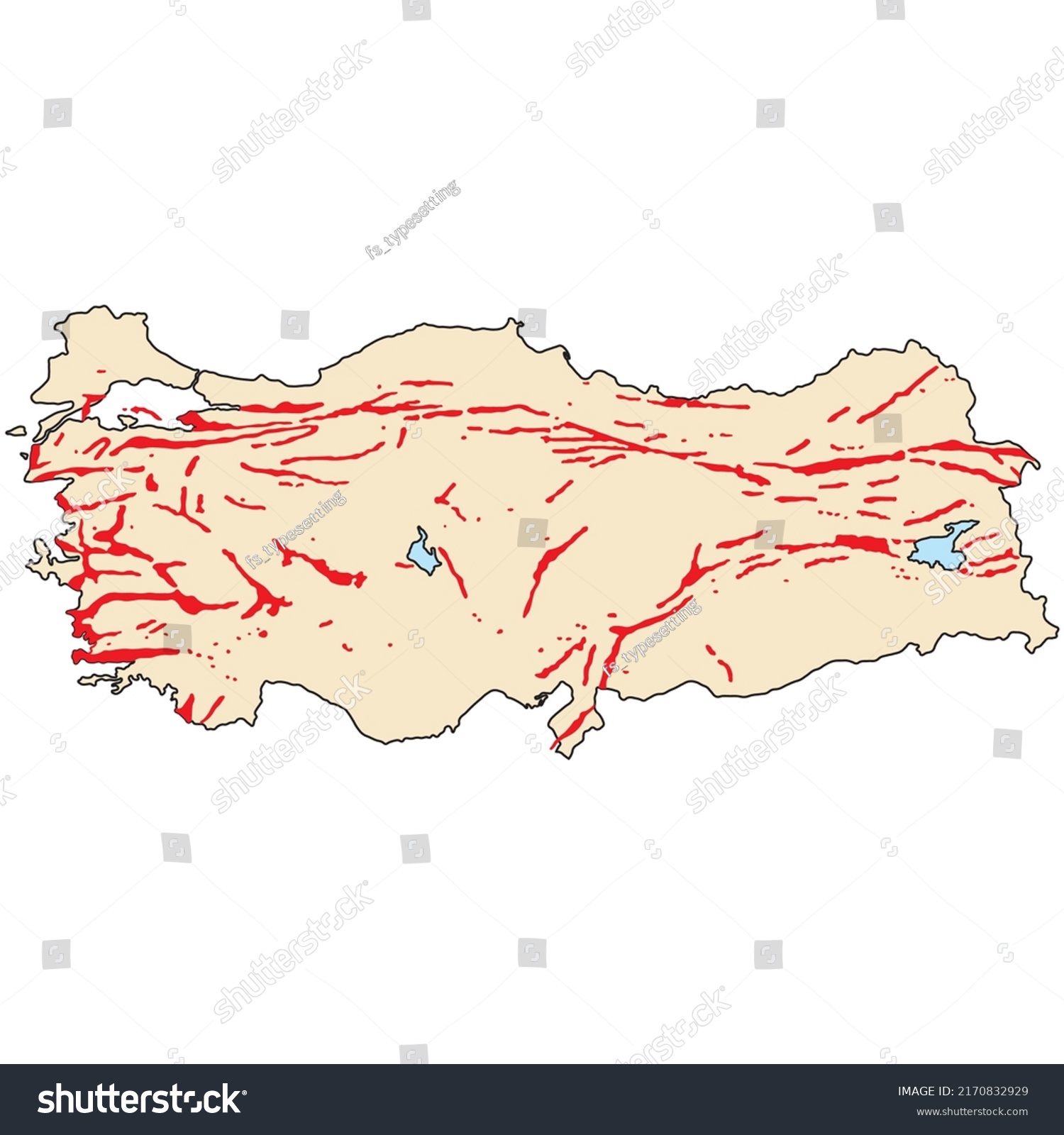 Turkey Earthquake Map Country Maps Maps Stock Vector (Royalty Free