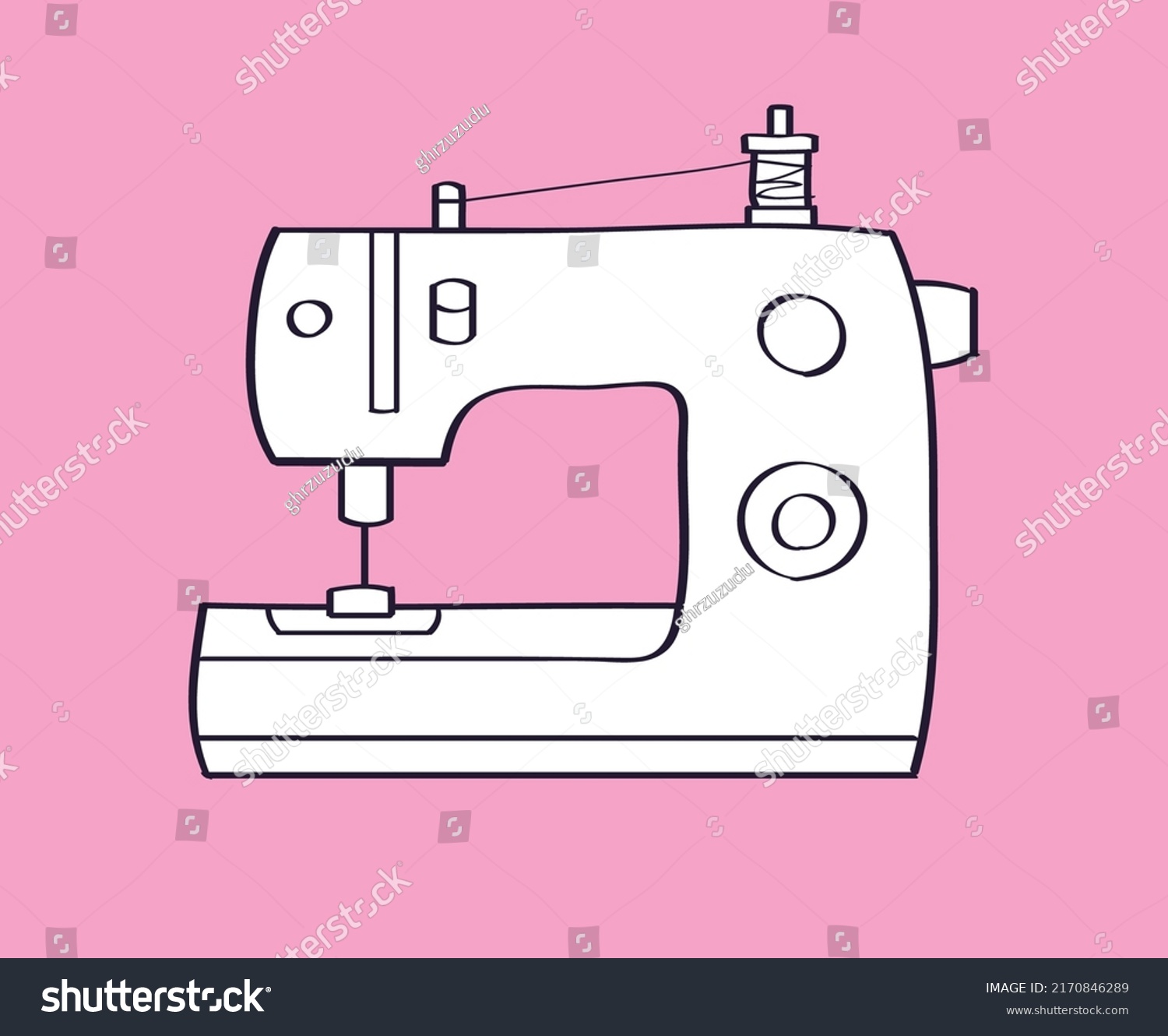 Electric Sewing Machine Vector Illustration Stock Vector Royalty Free 2170846289 Shutterstock 3220