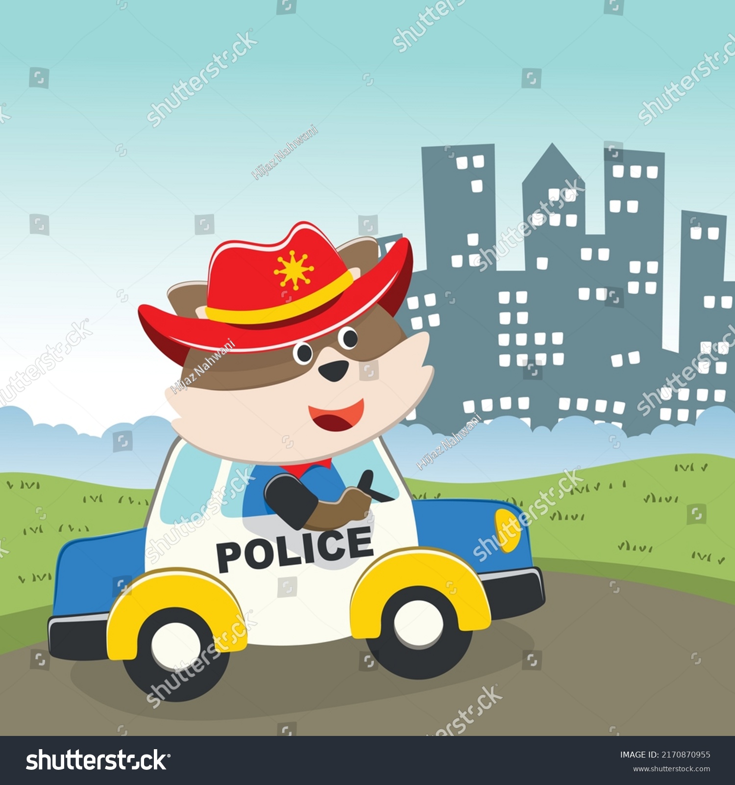 Police Patrol Animal Cartoon Vector Illustration Stock Vector (Royalty ...