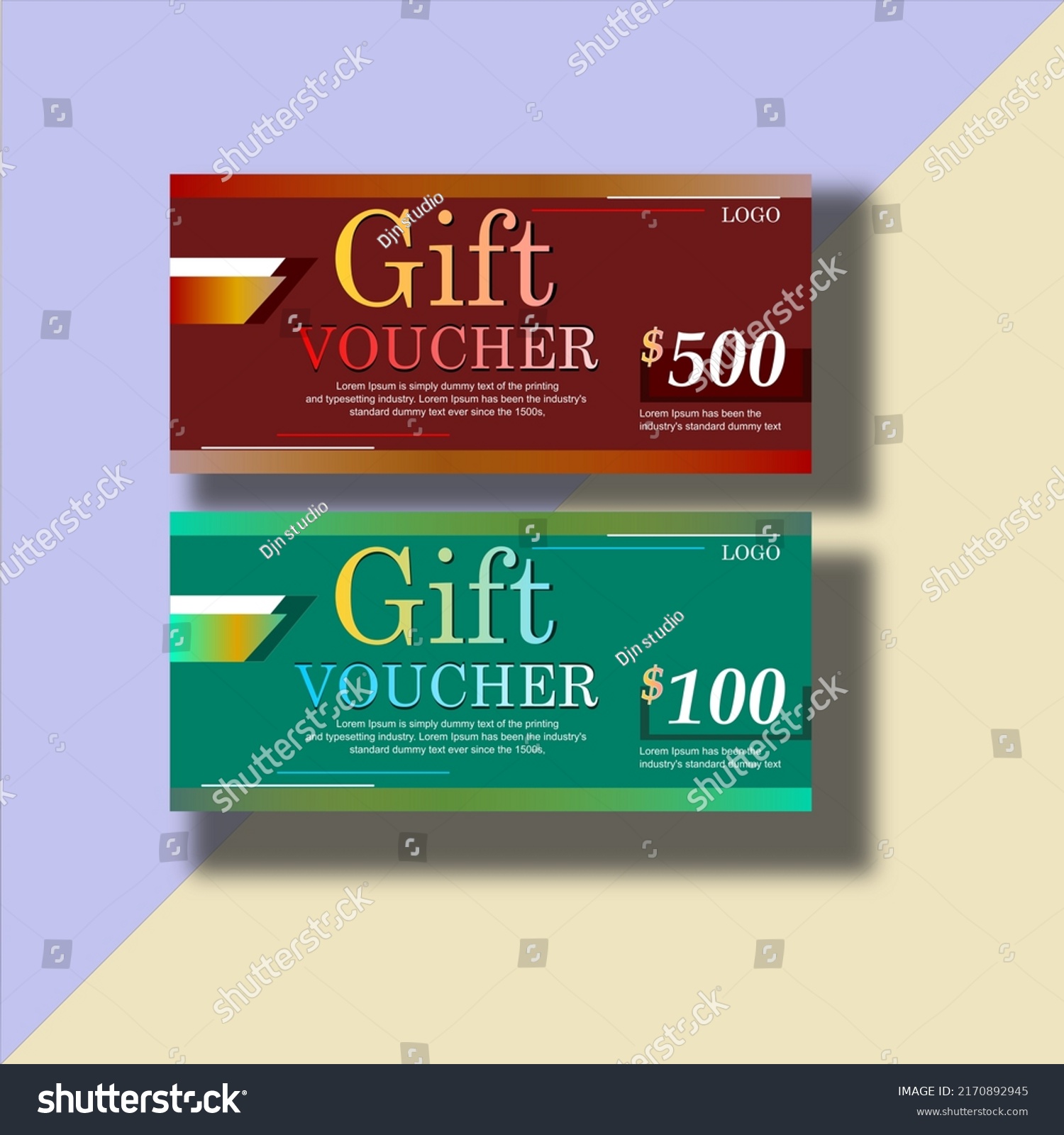 Cool Simple Gift Voucher Template Red Stock Vector (Royalty Free ...