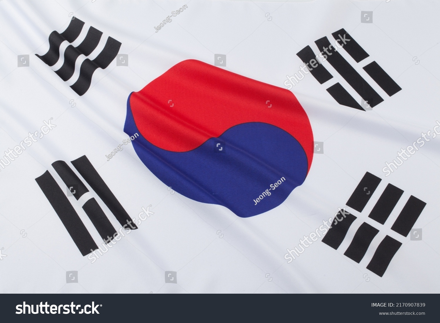 Flag South Korea Middle White Background Stock Photo 2170907839 ...