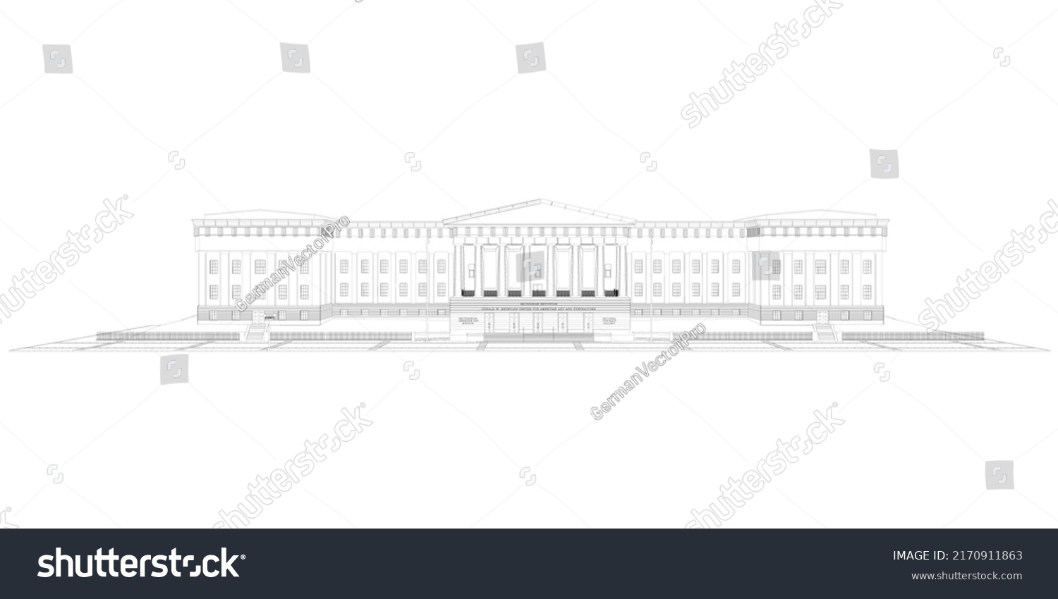 Outline Large Museum Black Lines Isolated Stock Illustration 2170911863 ...