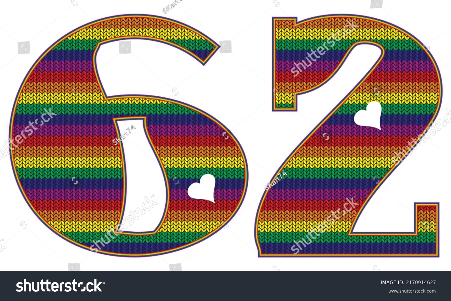 Number Sixty Two Rainbow Lgbt Pattern Stock Vector (Royalty Free ...