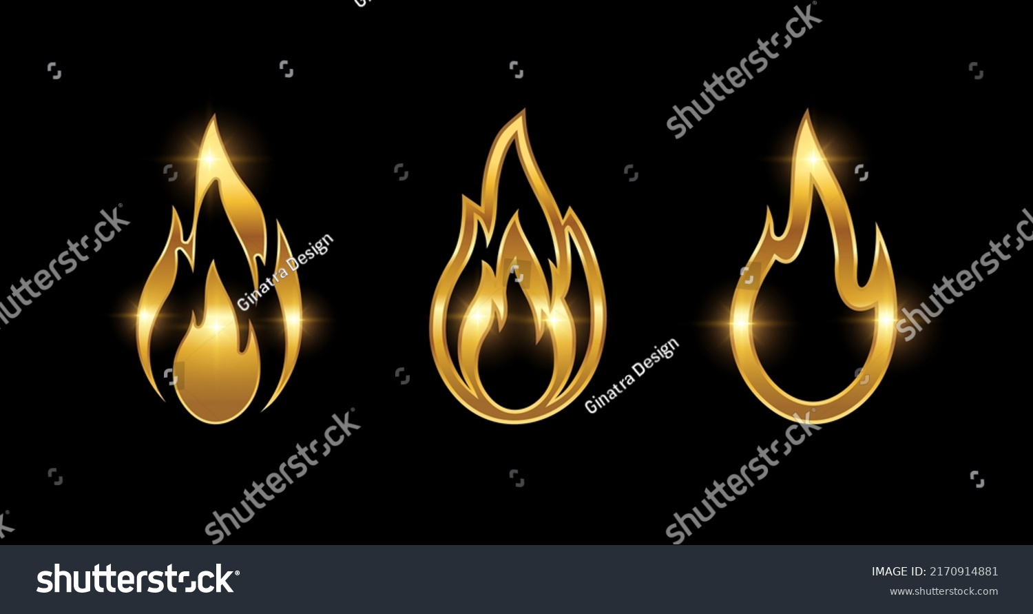 Vector Illustration Set Golden Luxury Fire Stock Vector Royalty Free Shutterstock