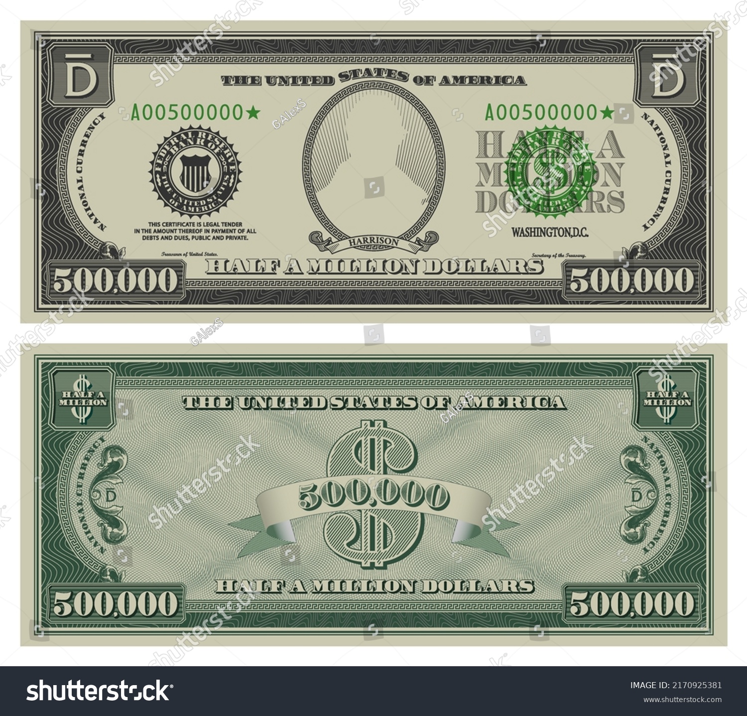 Vector Half Million Dollars Banknote Gray Stock Vector (Royalty Free ...