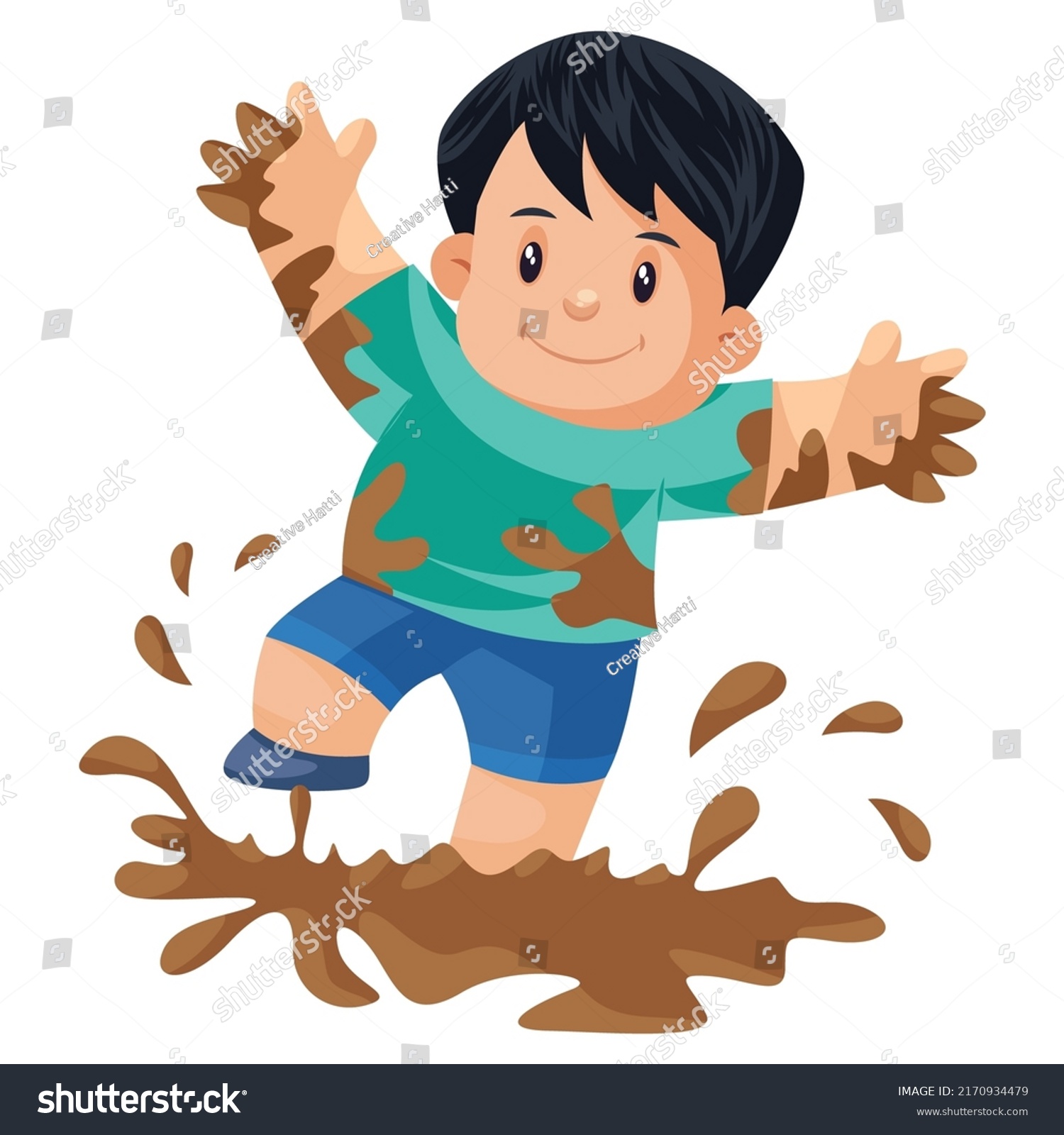 Boy Playing Mud Vector Graphic Illustration Stock Vector (Royalty Free ...