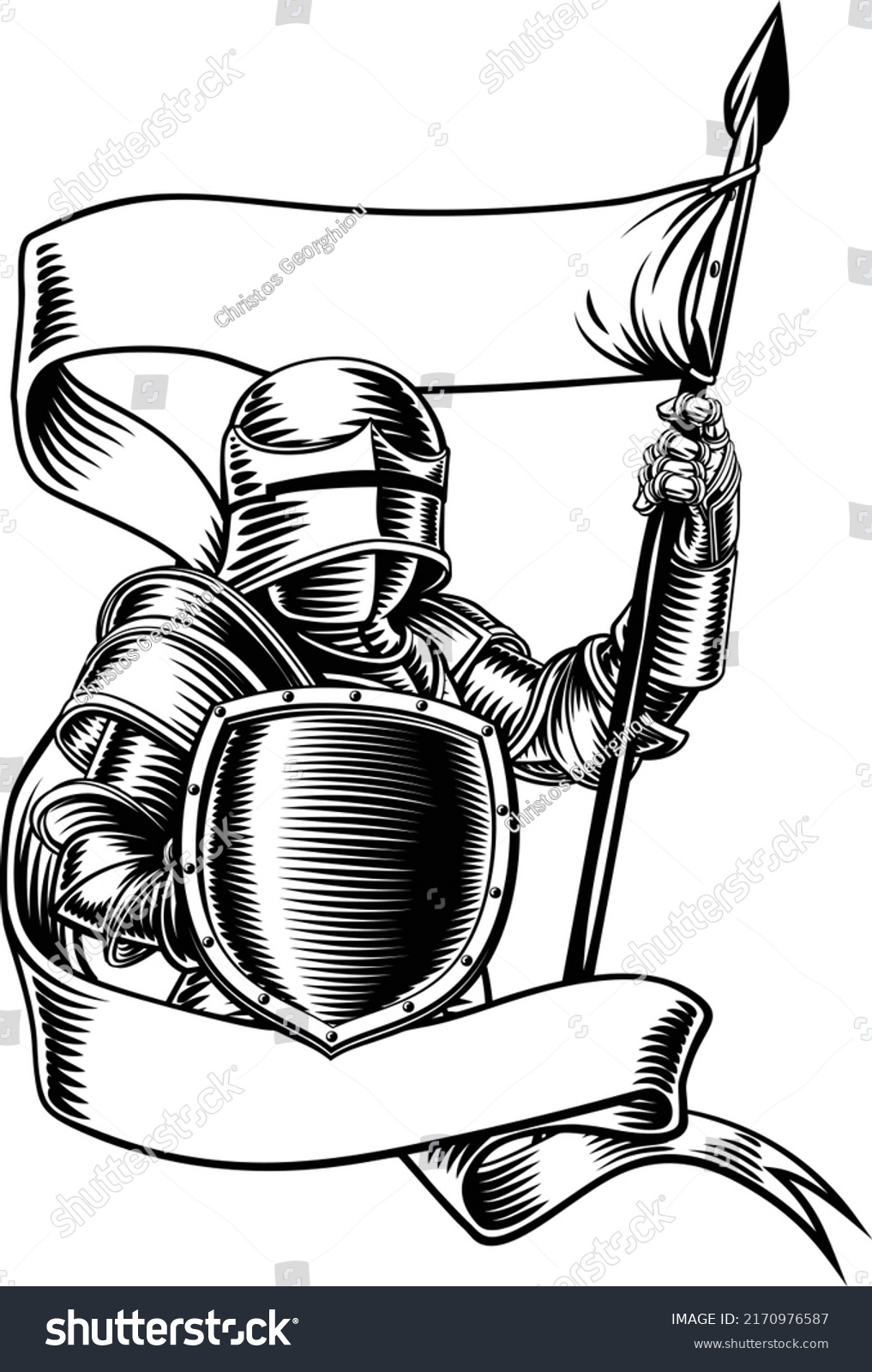 Original Illustration Medieval Knight Banner Battle Stock Vector ...