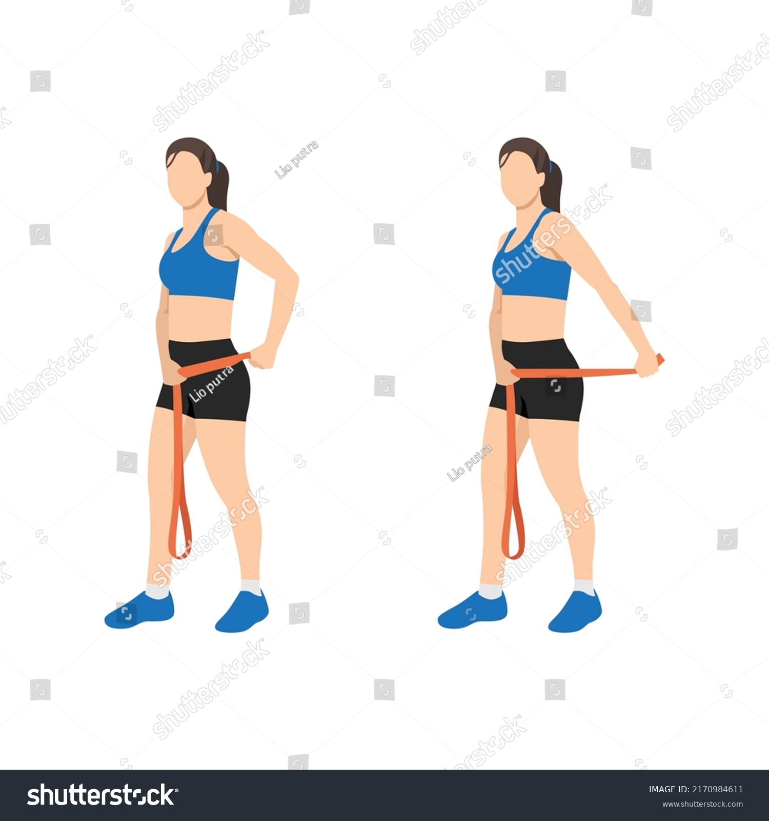 Woman Doing Tricep Pull Long Resistance Stock Vector (Royalty Free ...