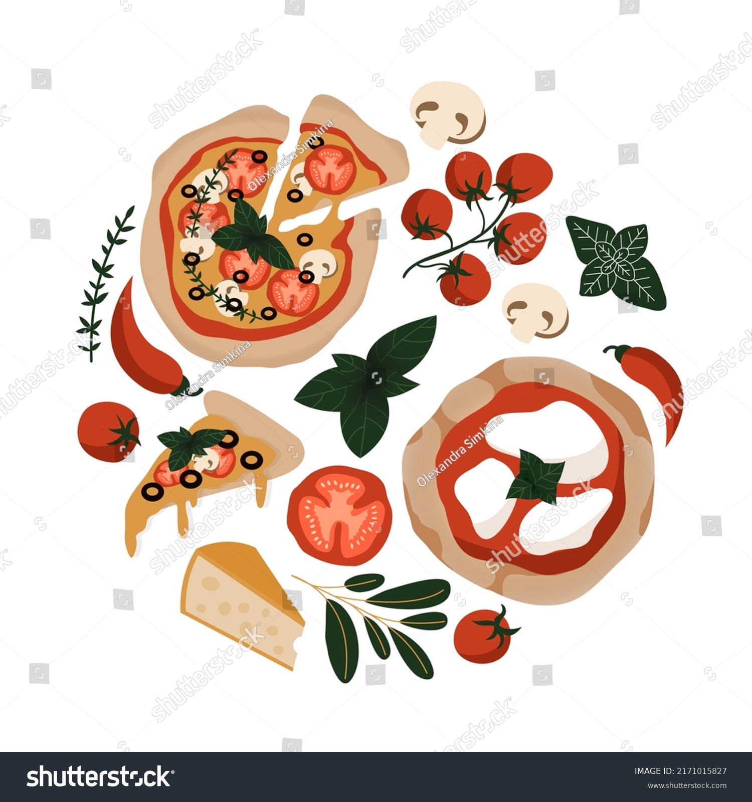 Italian Pizza Concept Design Template Circule Stock Vector (Royalty ...