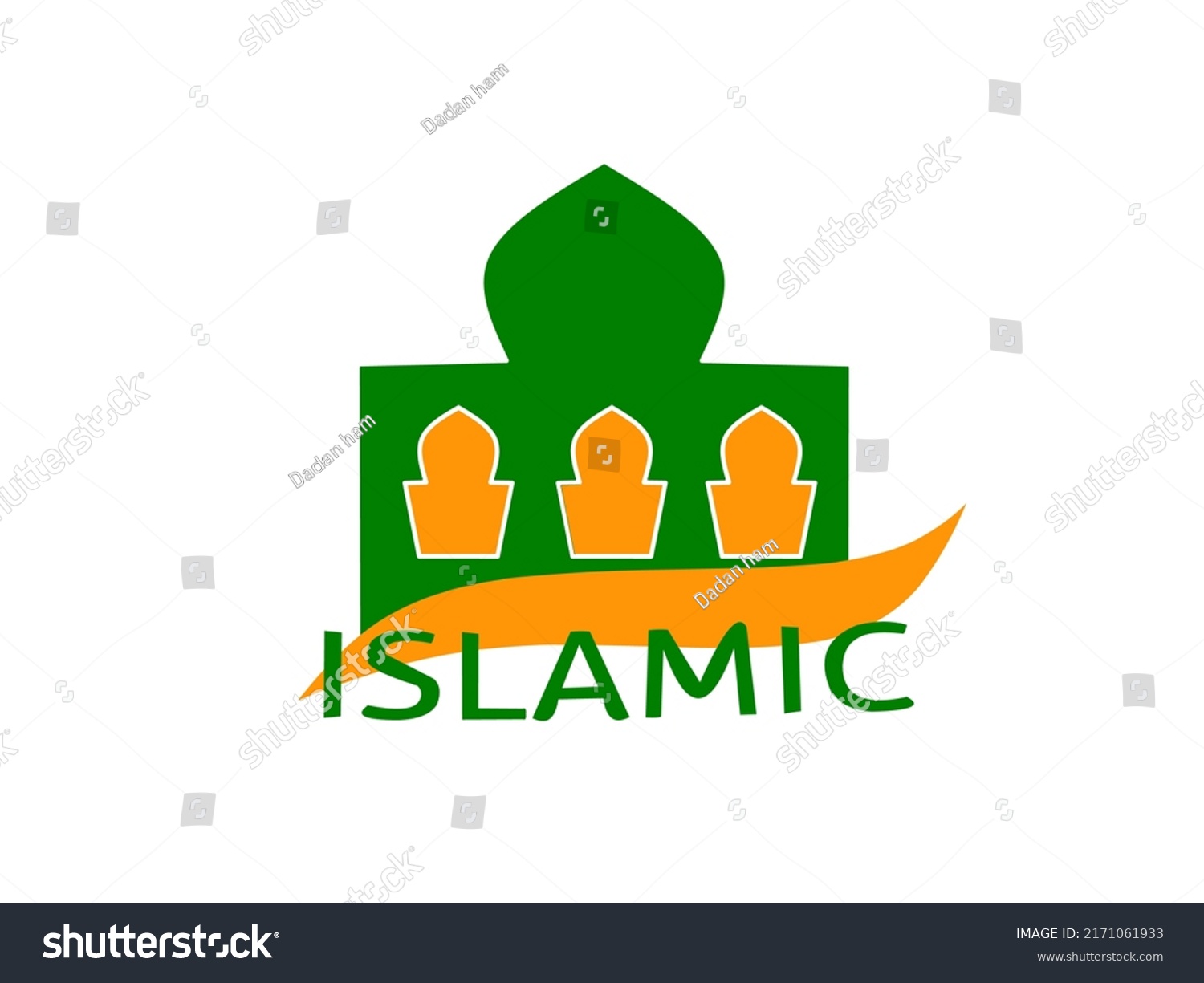 Islamic Logo Green Mosque Icon Gold Stock Vector (royalty Free 