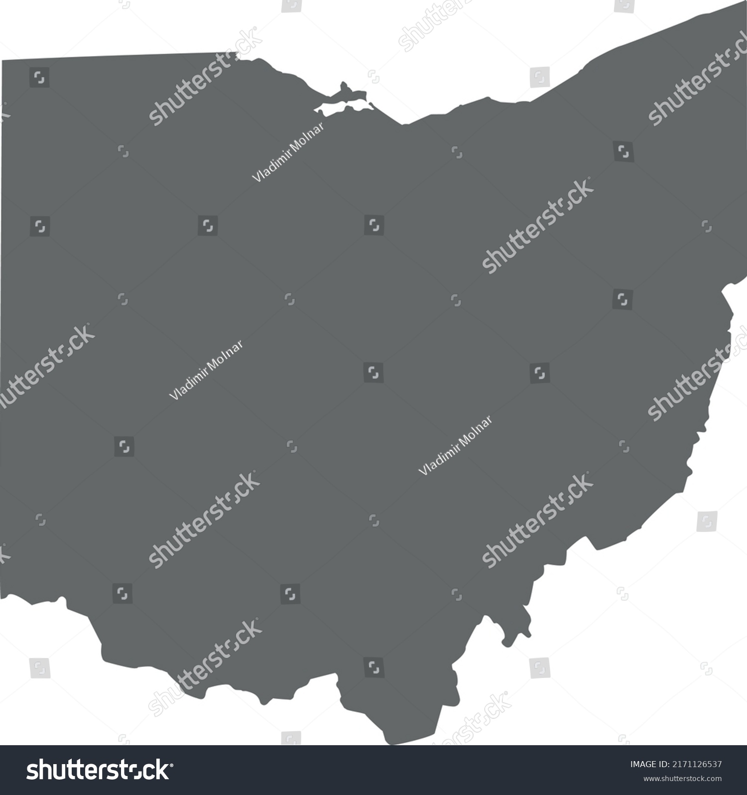 Vector Illustration Ohio Map Stock Vector (Royalty Free) 2171126537 ...