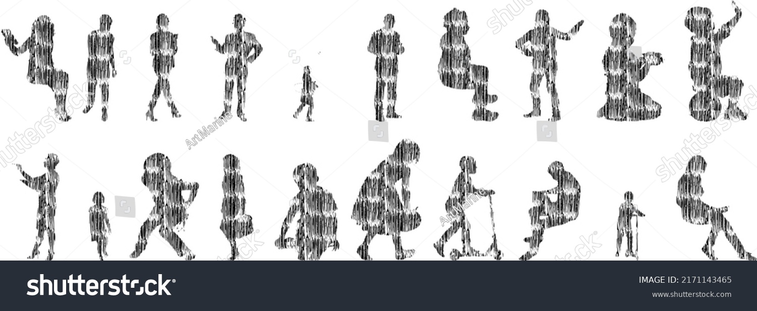 Vector Silhouettes Outline Silhouettes People Contour Stock Vector Royalty Free