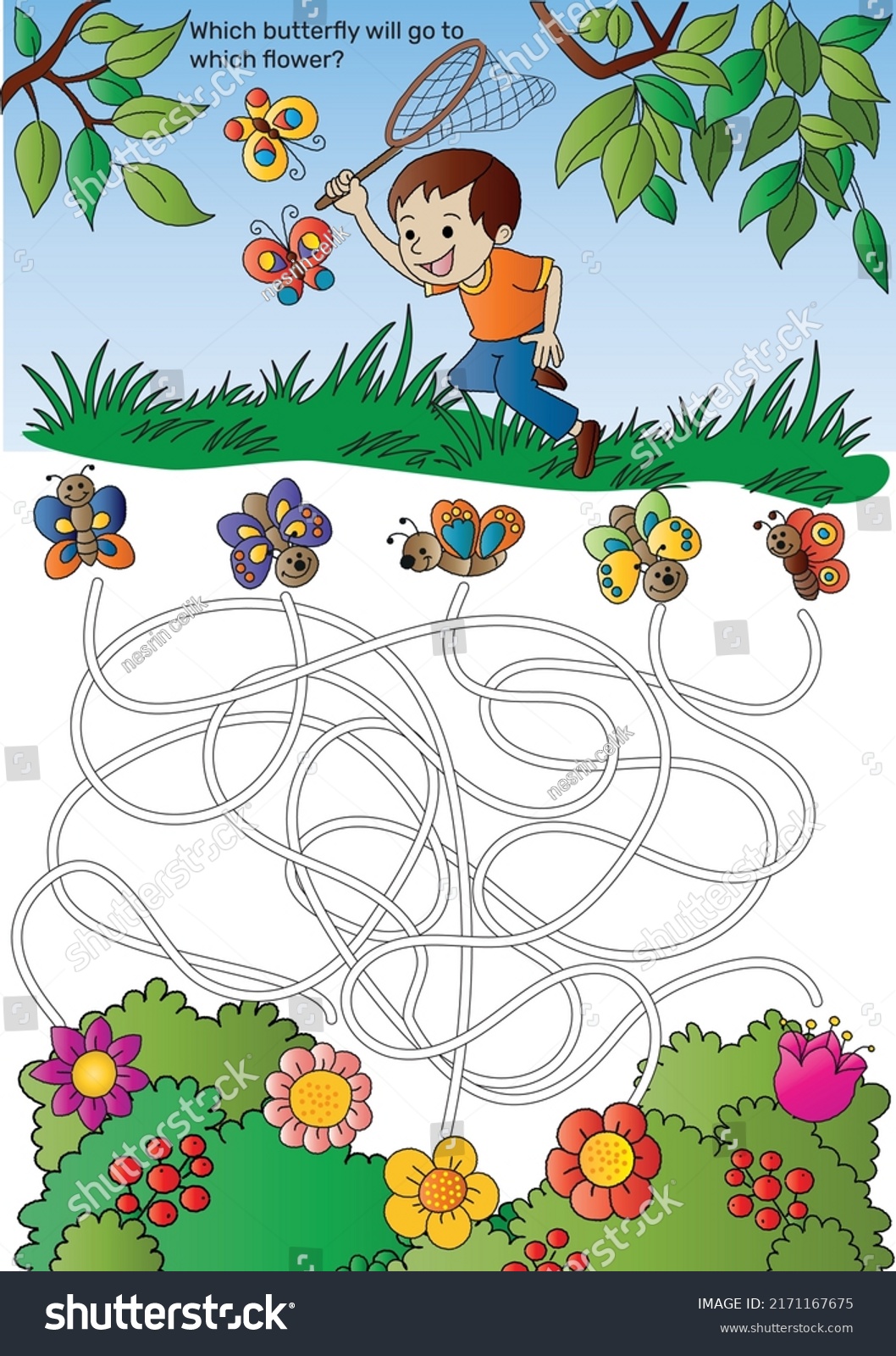 Kids Maze Coloring Page Kids Maze Stock Vector (Royalty Free ...