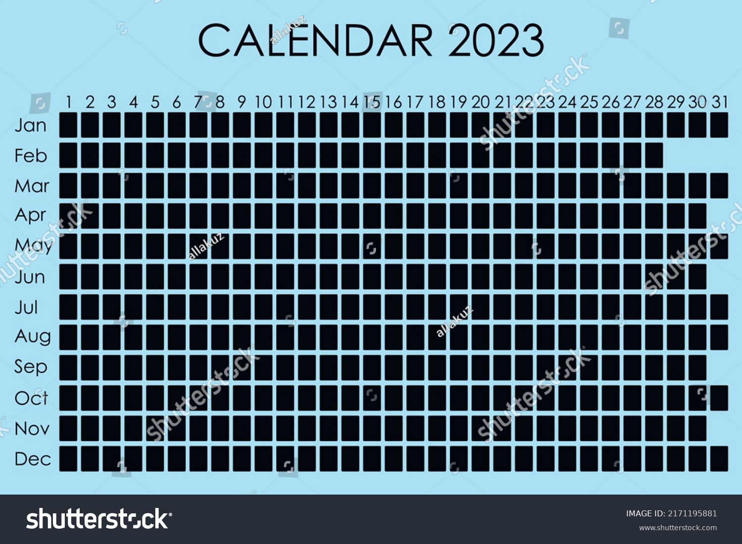 2023 calendar planner design week isolated 2171195881